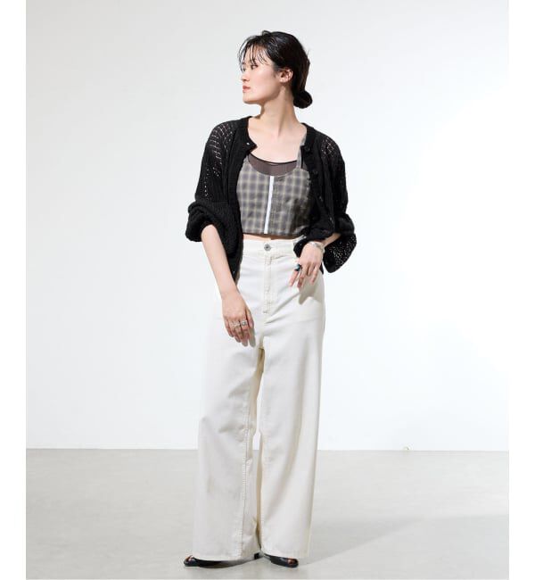 IENA「《予約/一部店舗限定》クロシェニット ミックスショートカーディガン」|カーディガン|