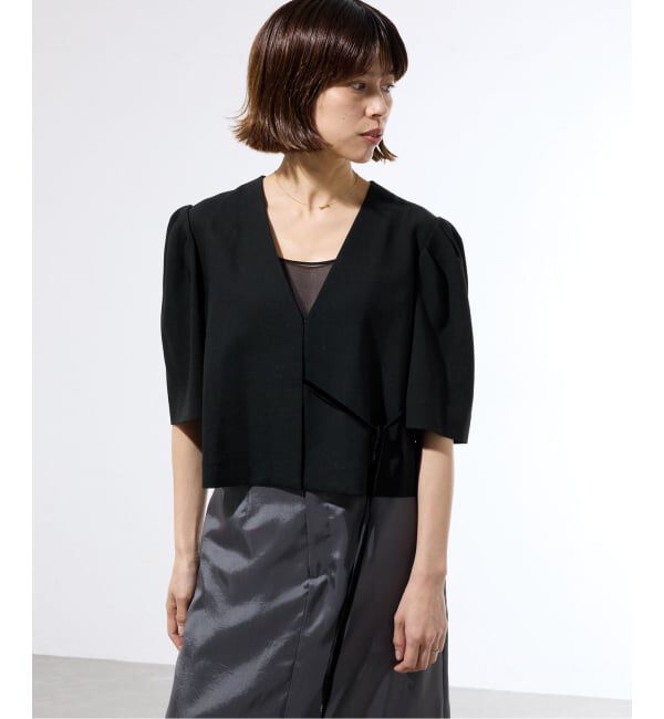 IENA「《セットアップ対応/一部店舗限定》カルゼショート丈パフジャケット」|その他|ブラック