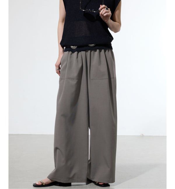 IENA「《一部店舗限定》ウォッシャブルワイドギャザーパンツ」|その他|グレーB