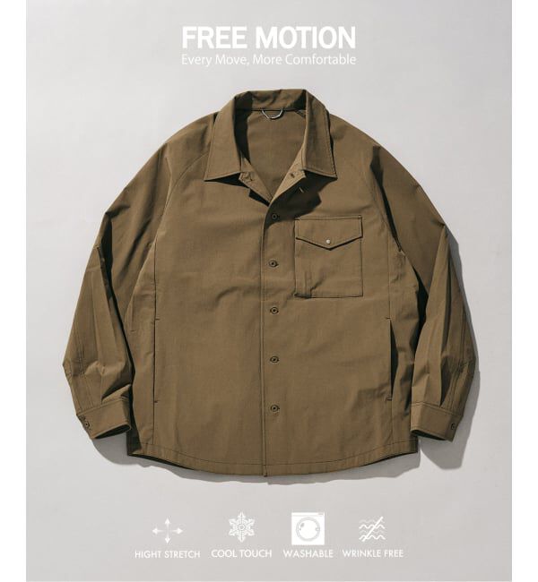 417 EDIFICE「【FREE MOTION】 コーチシャツ」|シャツ・ブラウス|カーキ