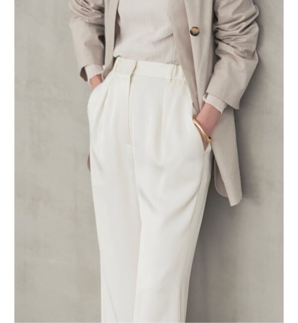 NOBLE「《新色》ルナサテンナローフレアタックパンツ」|スラックス|