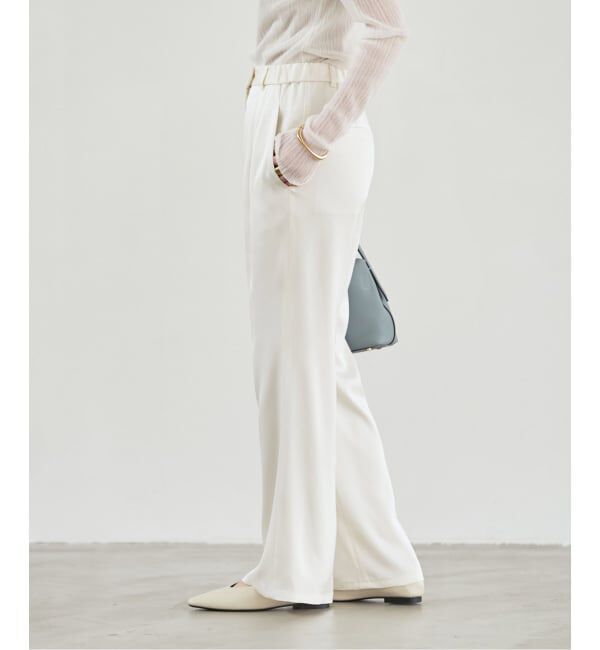NOBLE「《新色》ルナサテンナローフレアタックパンツ」|スラックス|