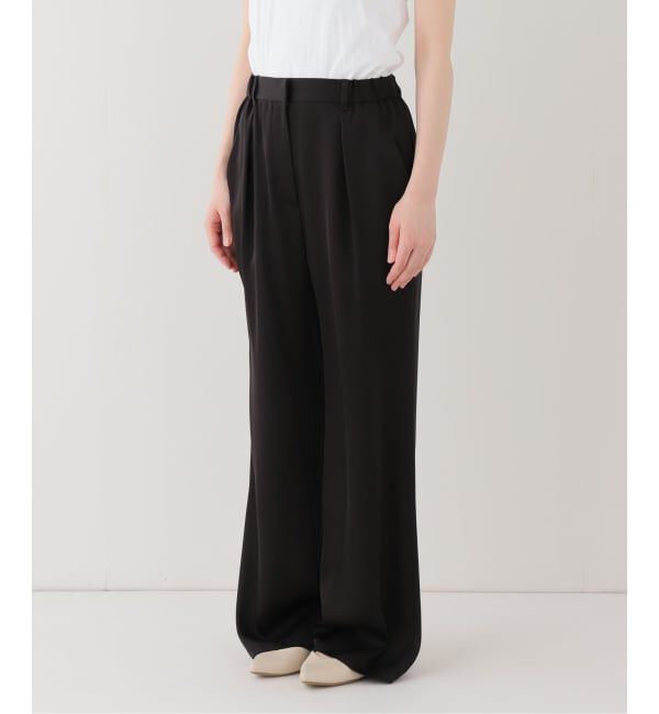 NOBLE「《新色》ルナサテンナローフレアタックパンツ」|スラックス|