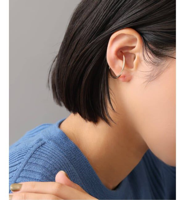 Lilas by Spick&Span「3cmサークルパイプイヤーカフ K10（片耳）」|イヤーカフ|ゴールド