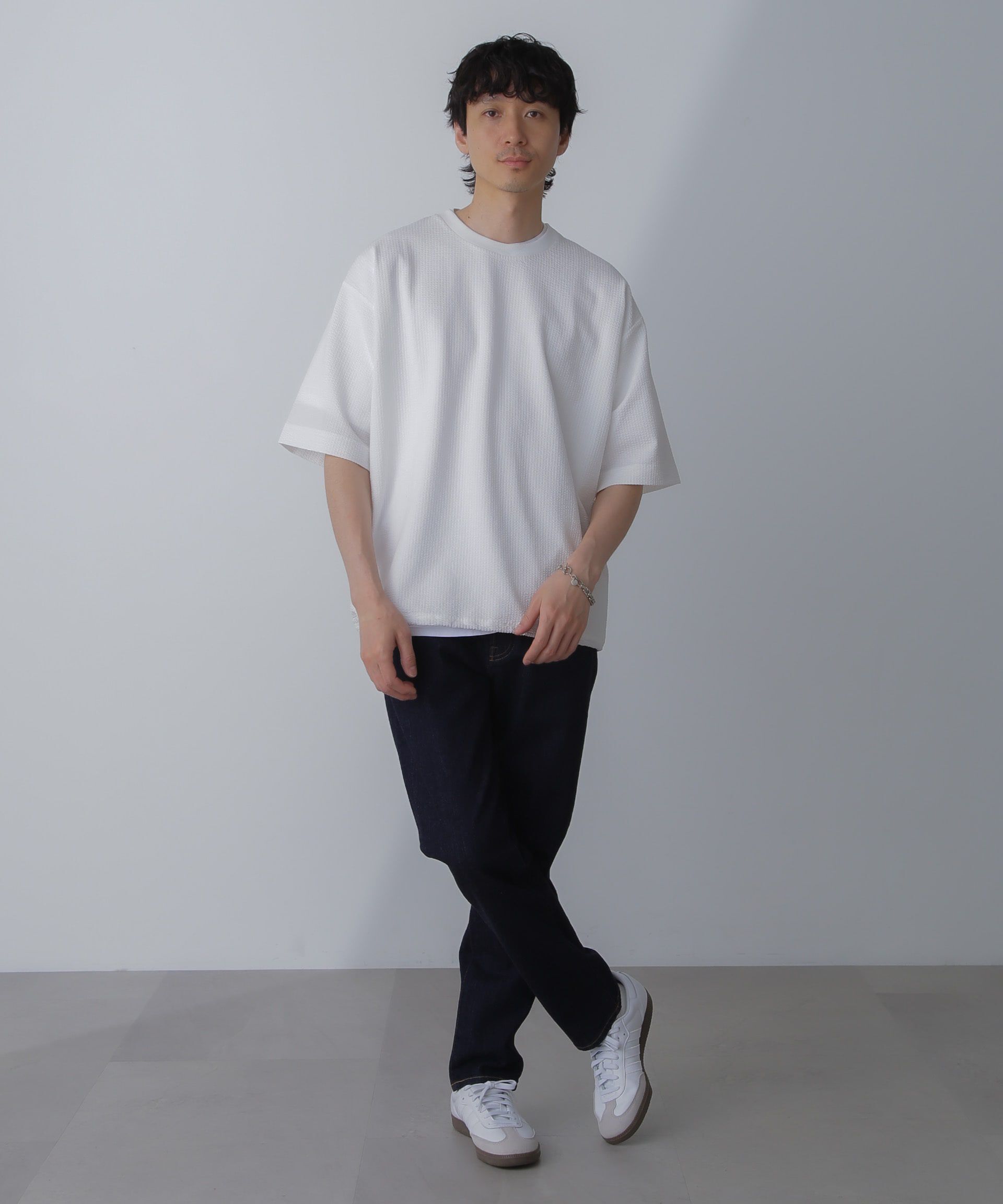 nano･universe「シルケットサッカーワイドTシャツ 半袖」|Tシャツ・カットソー|