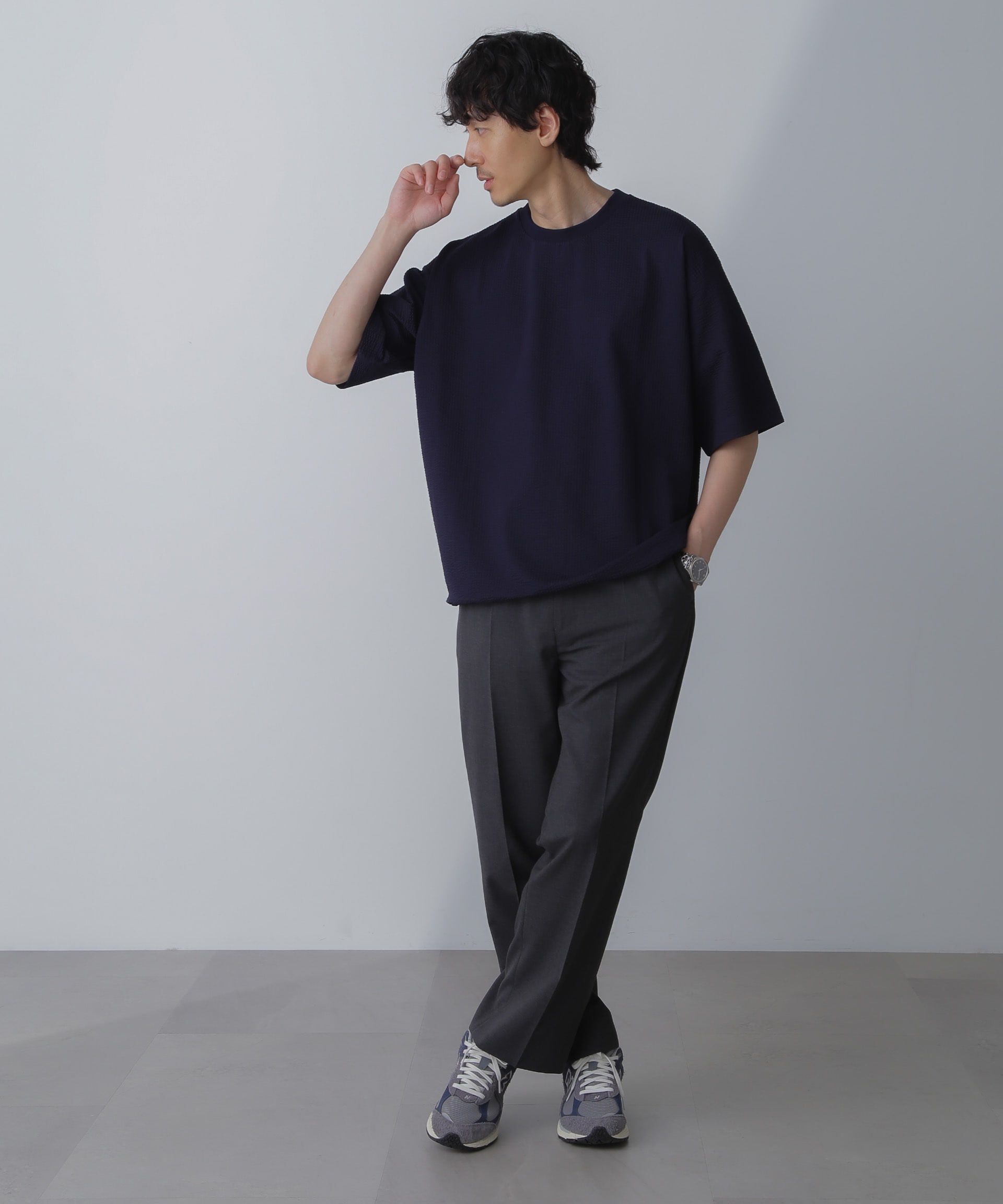 nano･universe「シルケットサッカーワイドTシャツ 半袖」|Tシャツ・カットソー|