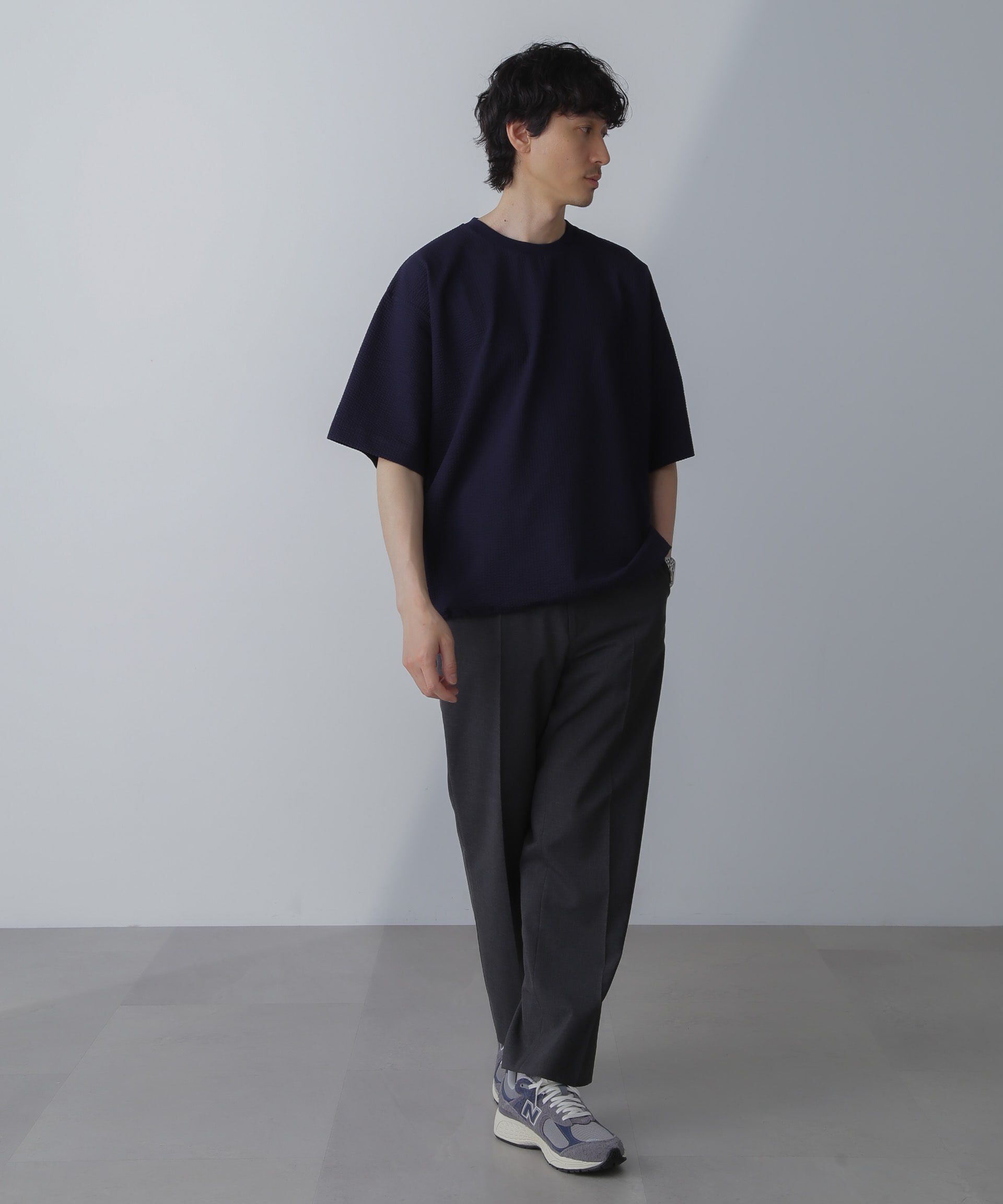 nano･universe「シルケットサッカーワイドTシャツ 半袖」|Tシャツ・カットソー|