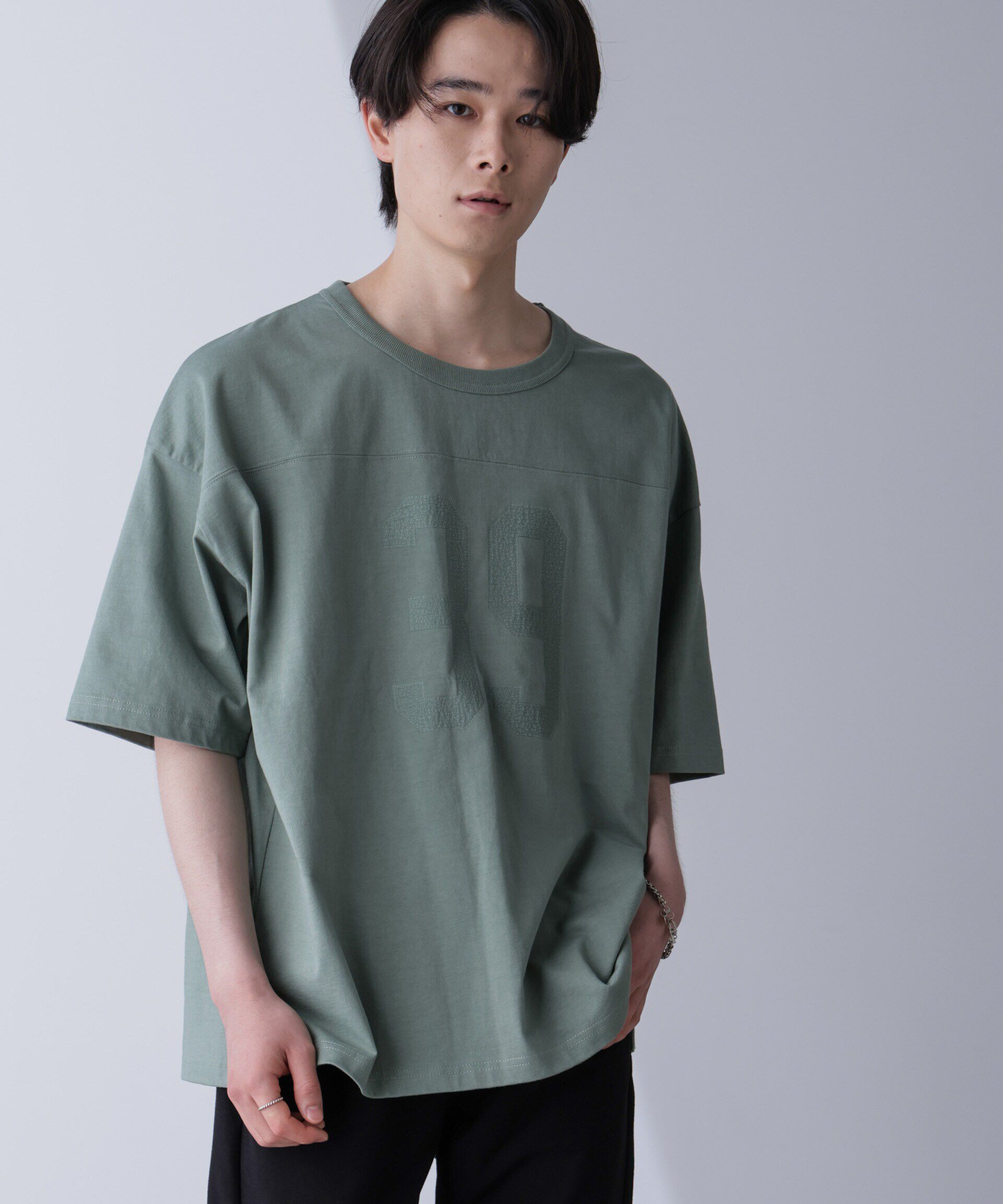 nano･universe「シャドープリントフットボールTシャツ 半袖」|Tシャツ・カットソー|