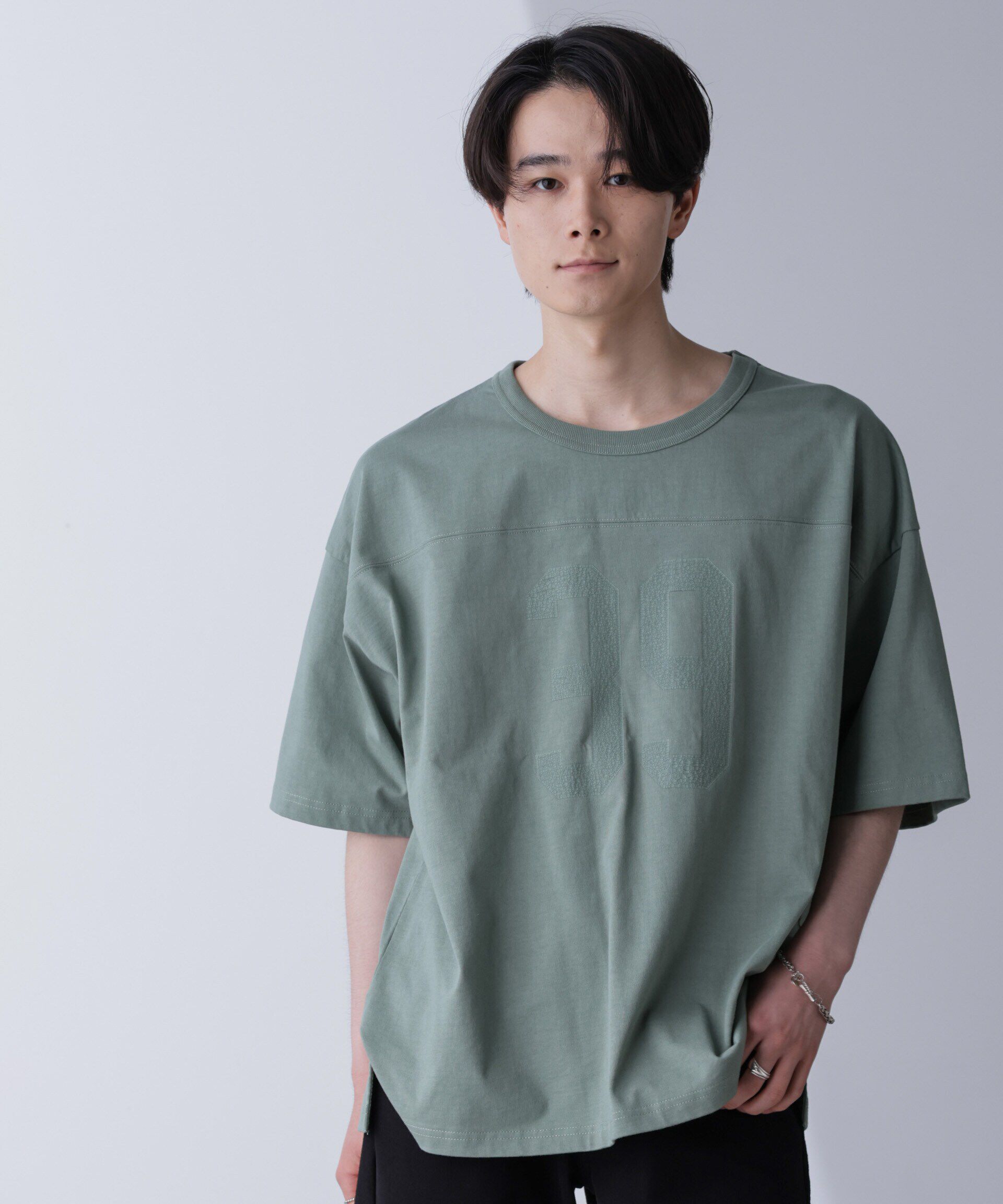 nano･universe「シャドープリントフットボールTシャツ 半袖」|Tシャツ・カットソー|