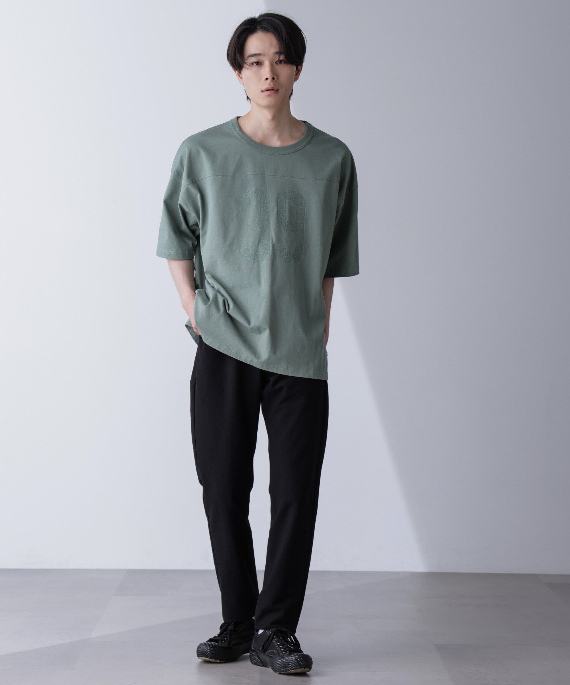 nano･universe「シャドープリントフットボールTシャツ 半袖」|Tシャツ・カットソー|