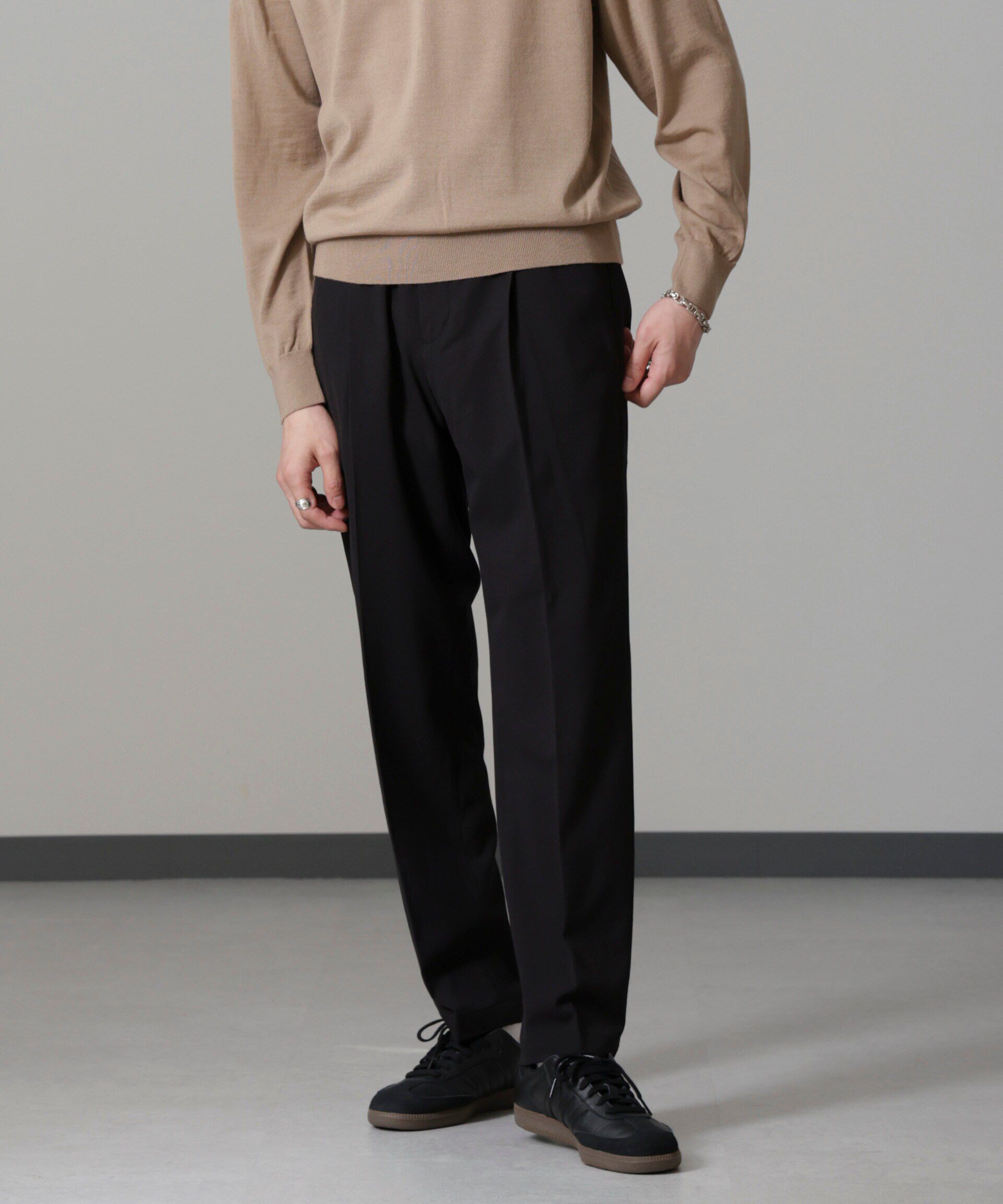 nano･universe「ALWAYS EASY ワンタックスラックス」|チノ|ブラック