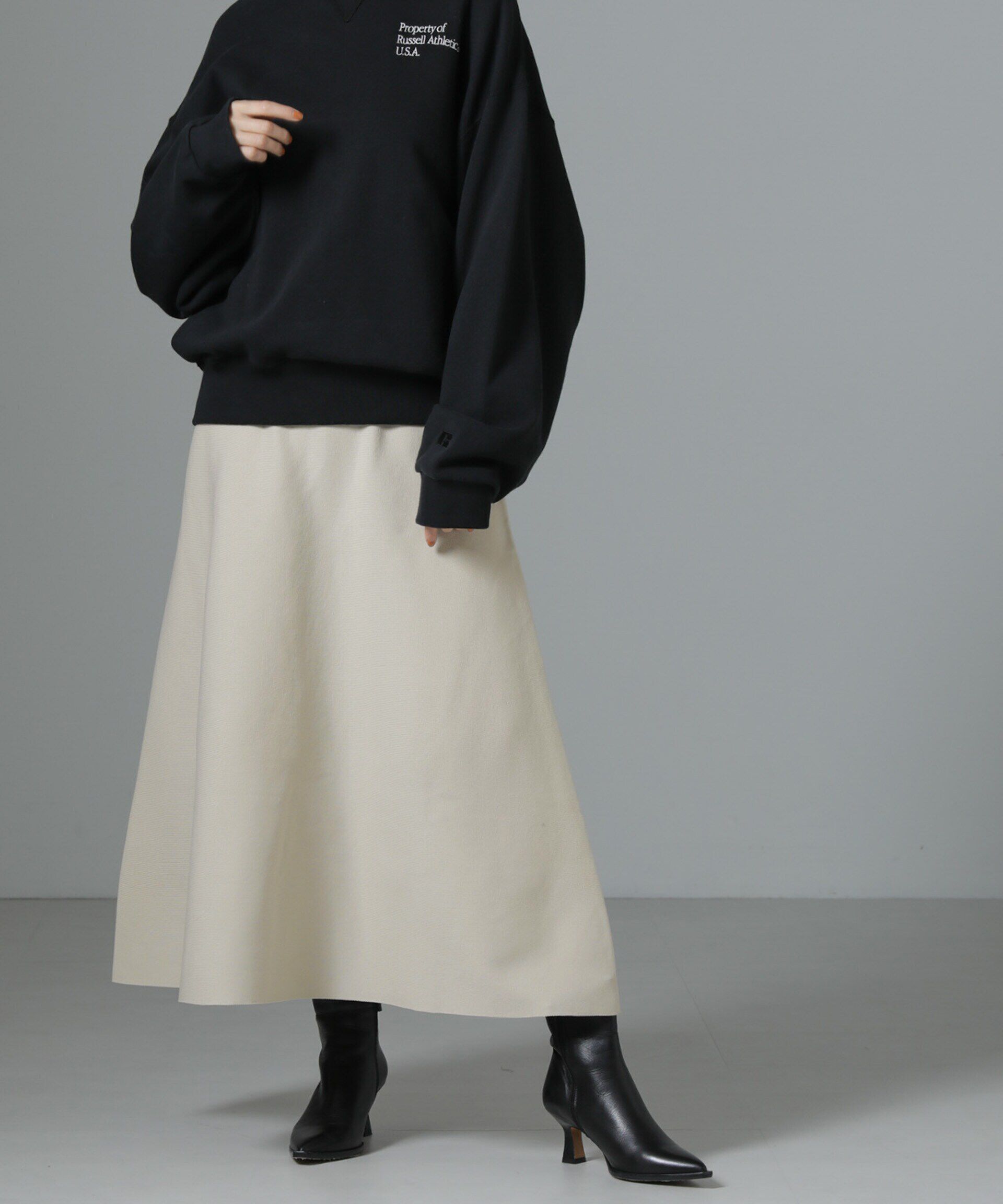 nano･universe「総針ニットフレアスカート(セットアップ可)」|スカート|ライトベージ 1