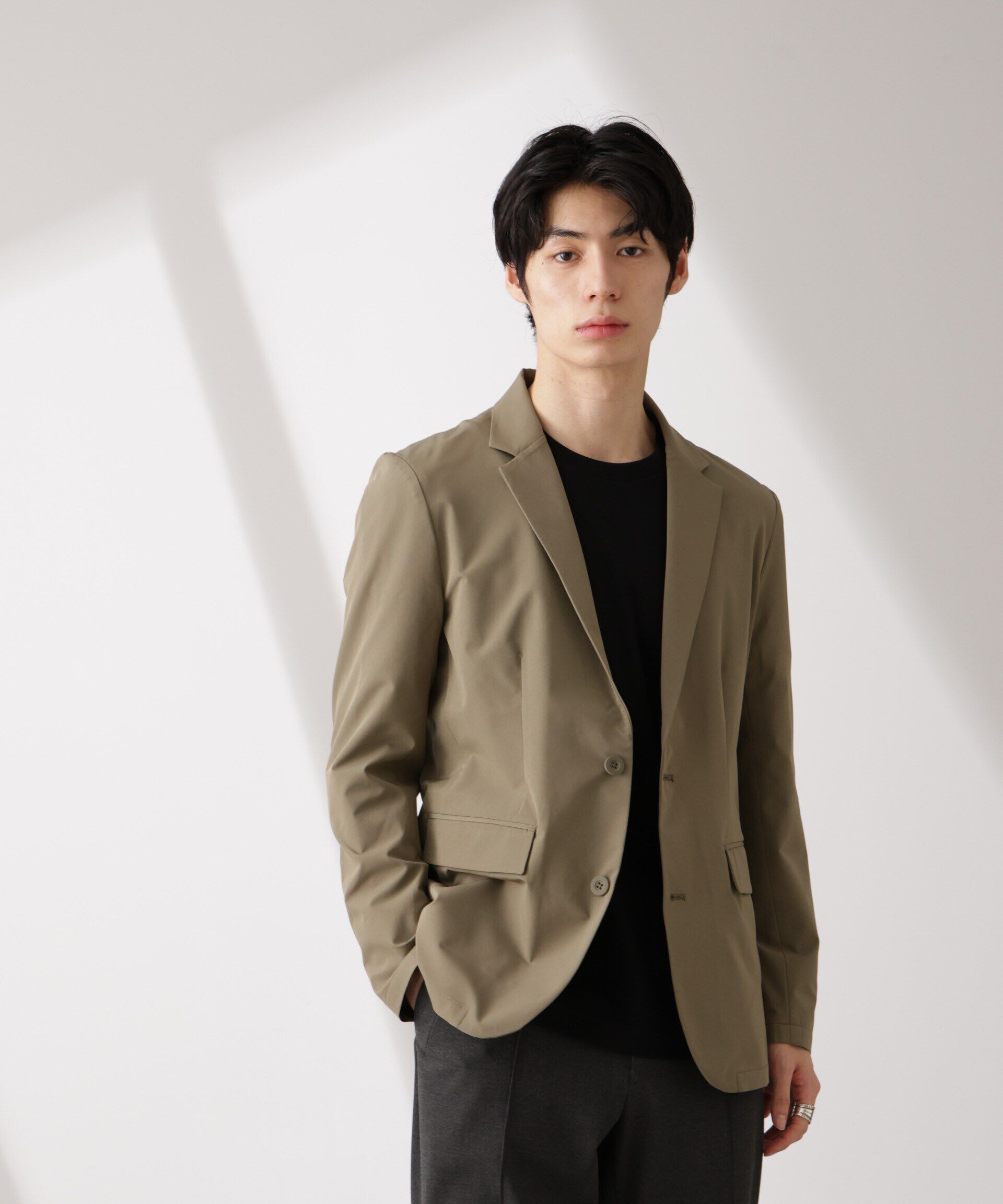 nano･universe「ライトウェイトストレッチ ジャケット(セットアップ可)」|テーラードジャケット|カーキ