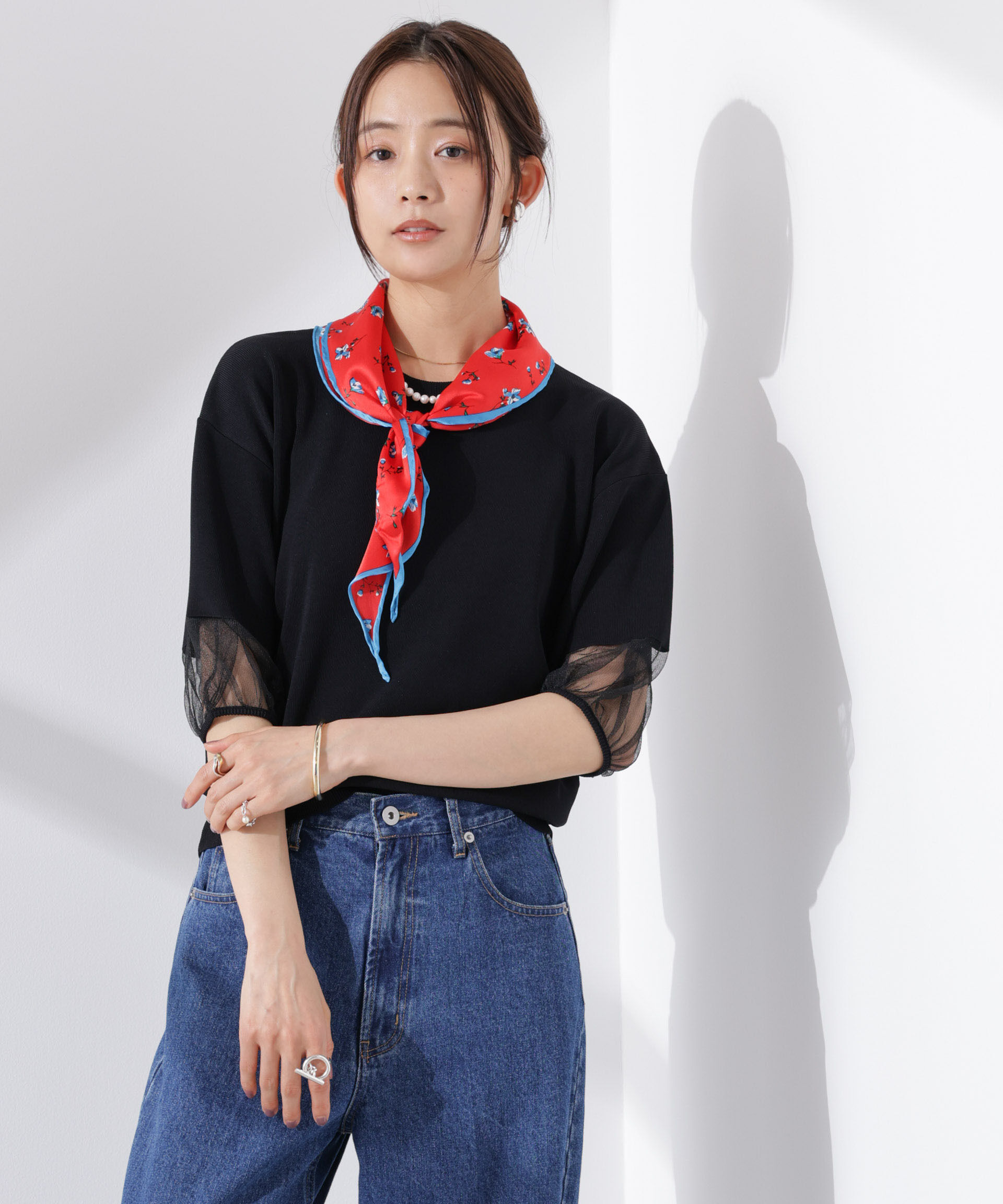 nano･universe「シアースリーブ・UVカット・接触冷感ニット」|ニット・セーター|