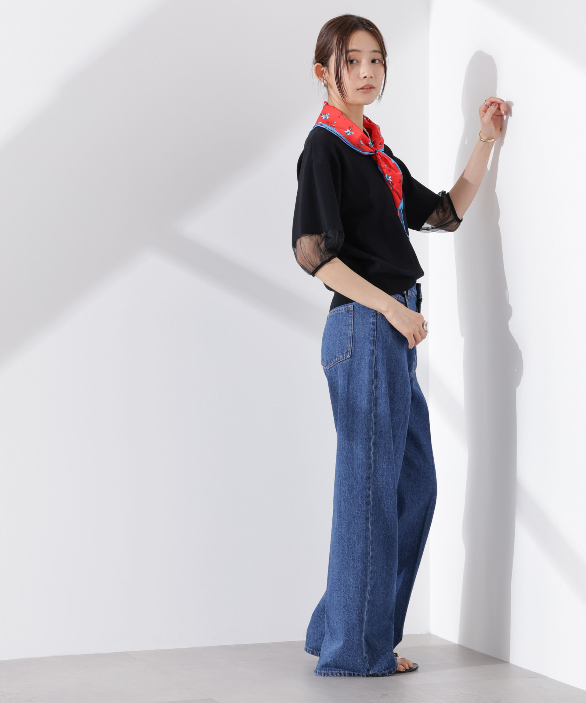 nano･universe「シアースリーブ・UVカット・接触冷感ニット」|ニット・セーター|