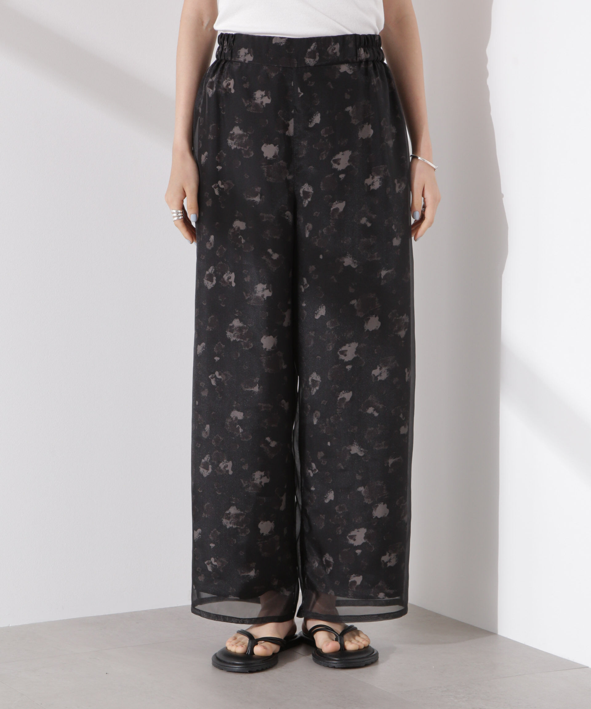 nano･universe「シアーオーガンジーコンビプリントパンツ」|チノ|