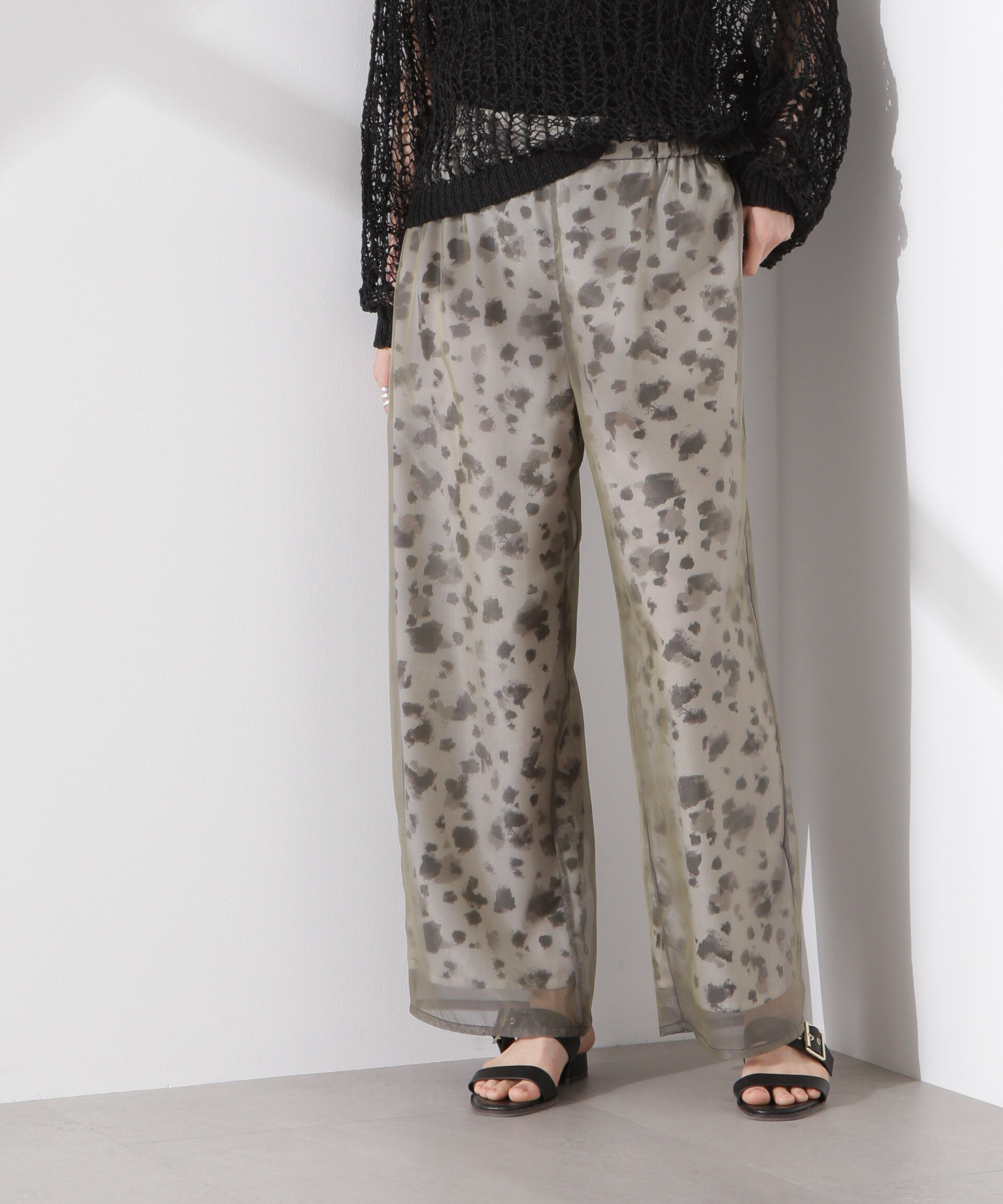 nano･universe「シアーオーガンジーコンビプリントパンツ」|チノ|カーキベージ 6