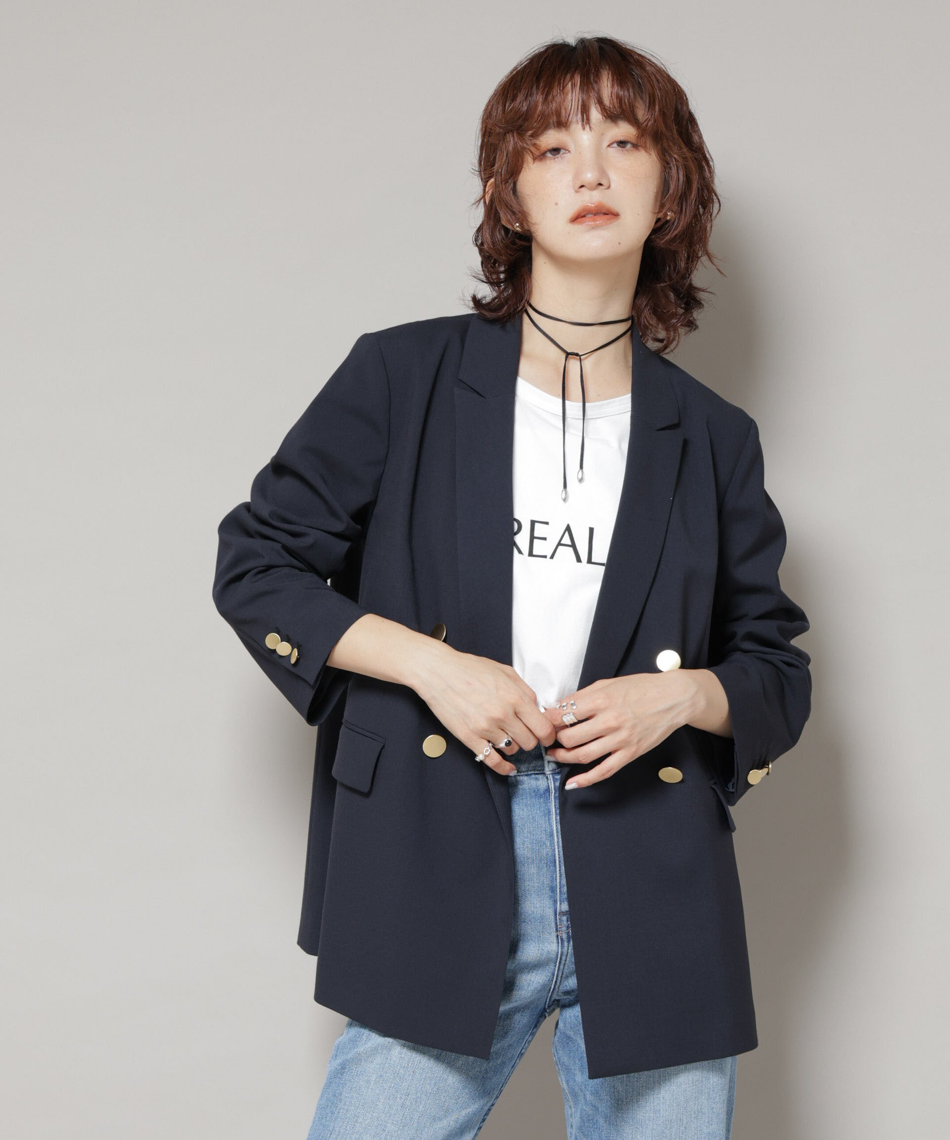 nano･universe「ドライウェザーストレッチダブルジャケット(セットアップ可)」|テーラードジャケット|