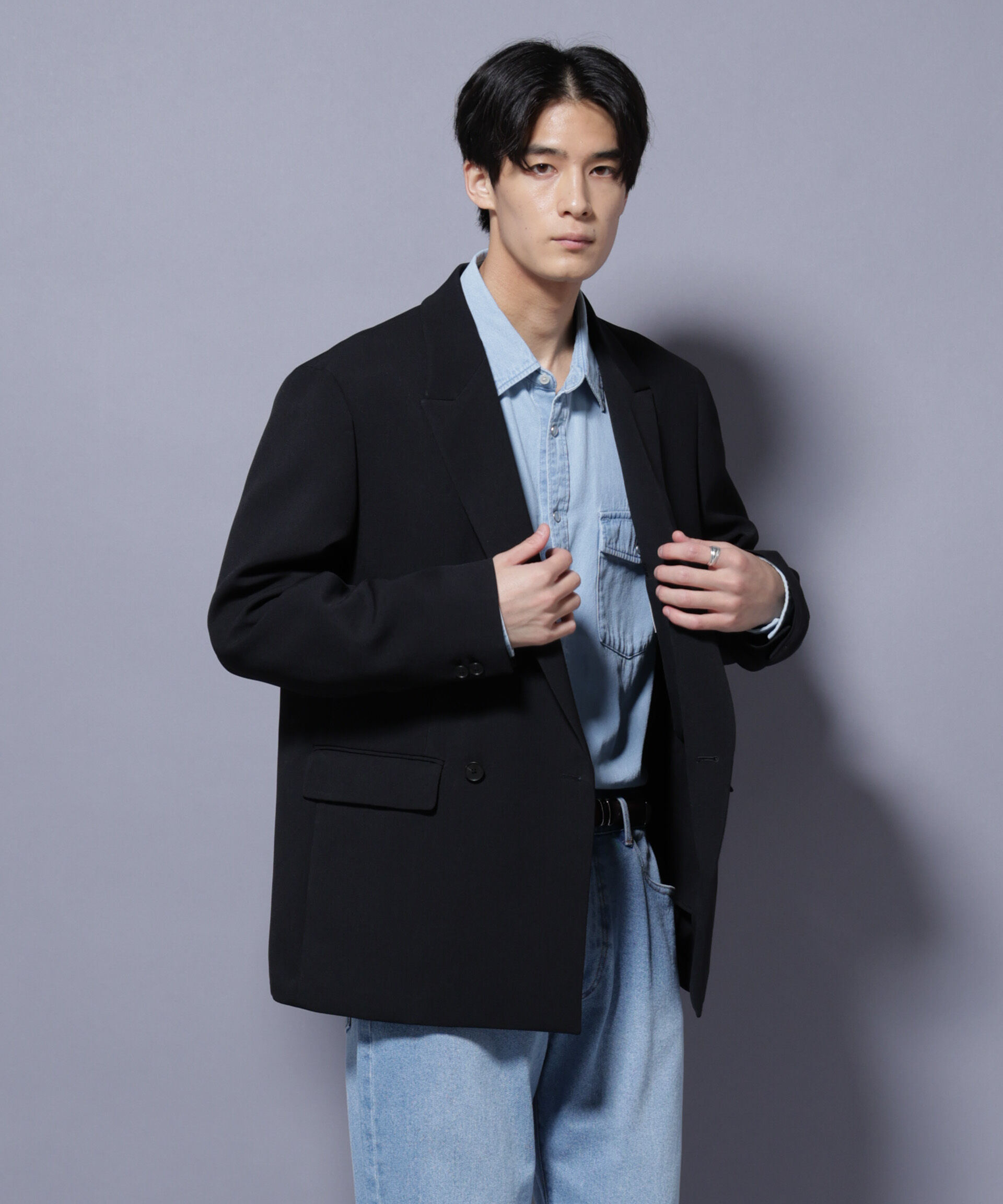 nano･universe「Reflax(R) ダブルクロスウェザーダブルブレストジャケット(セットアップ可)」|テーラードジャケット|