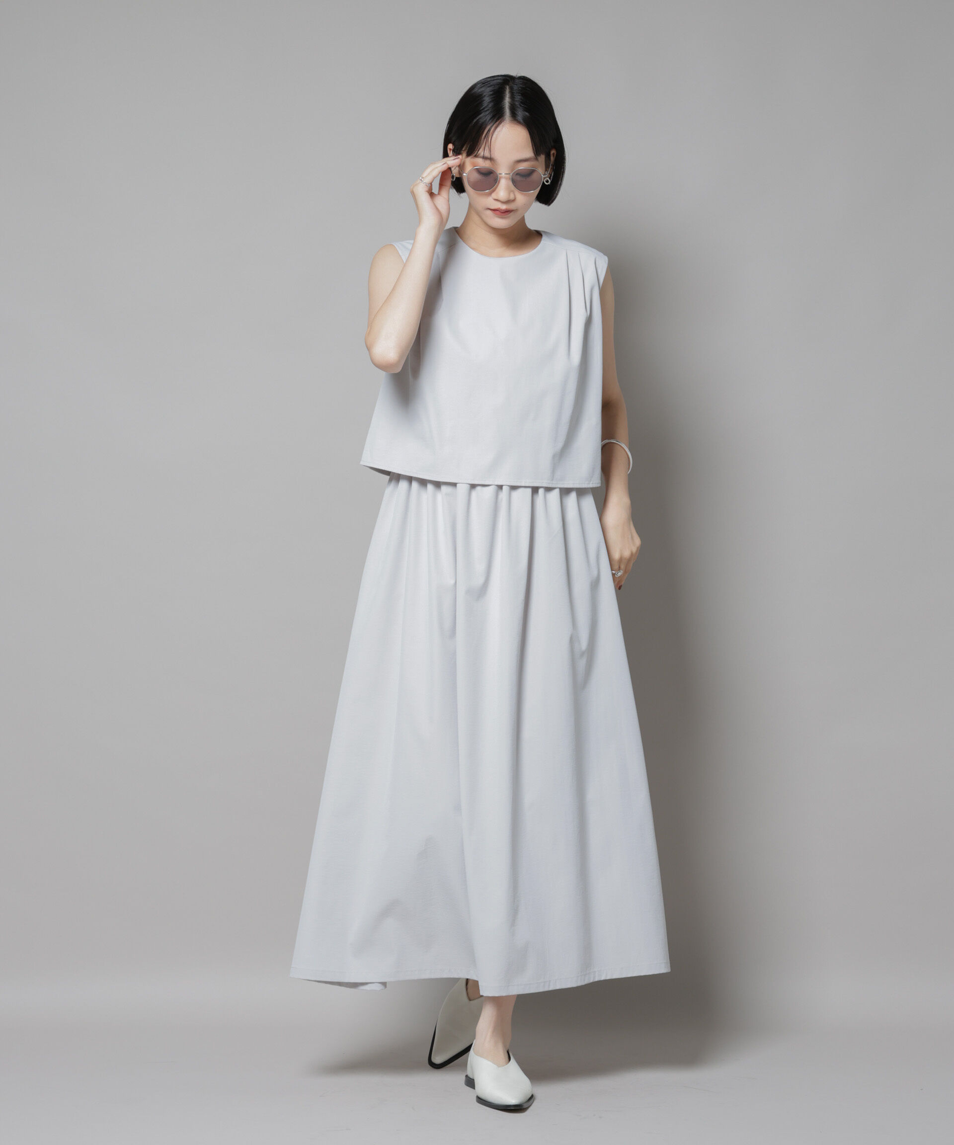 nano･universe「セットアップ風ノースリーブワンピース」|ワンピース|L.グレー1