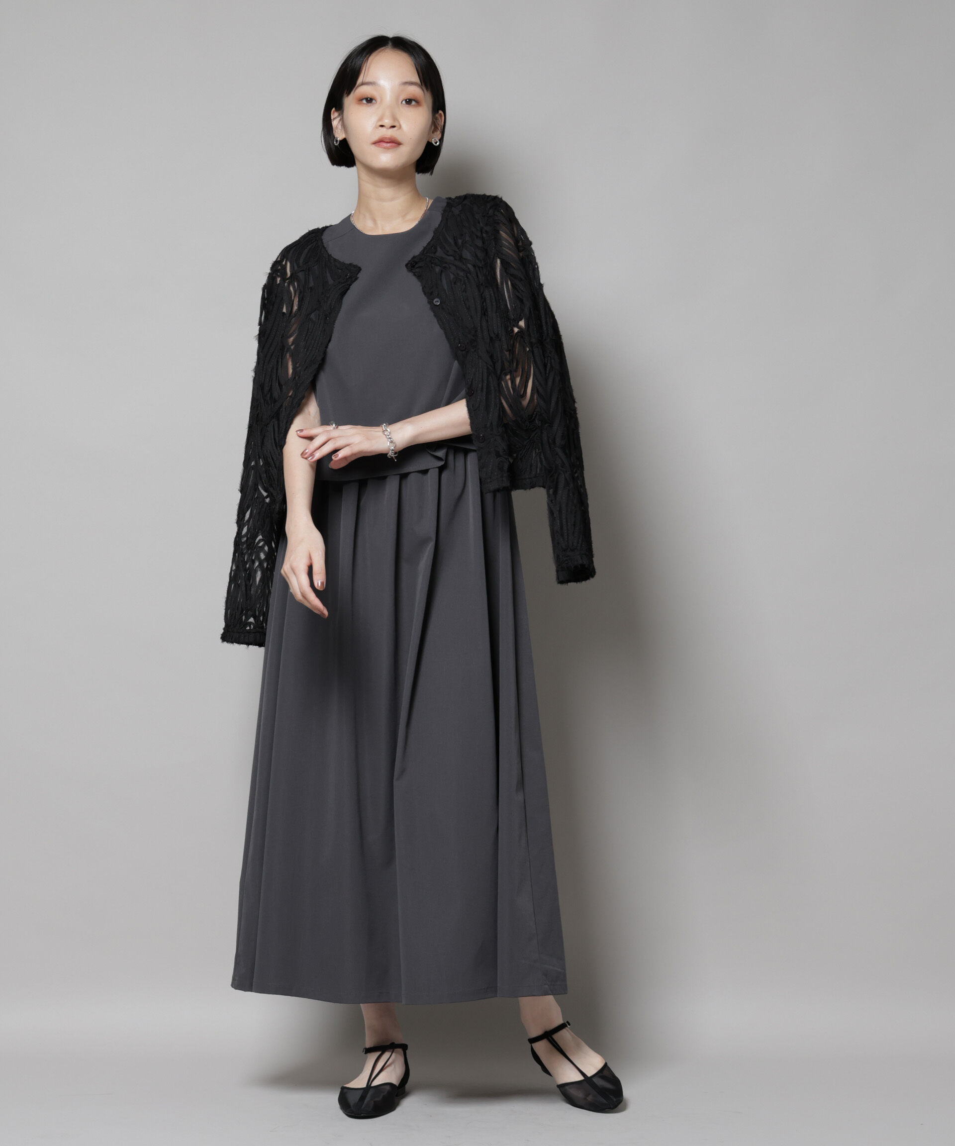 nano･universe「セットアップ風ノースリーブワンピース」|ワンピース|チャコール3