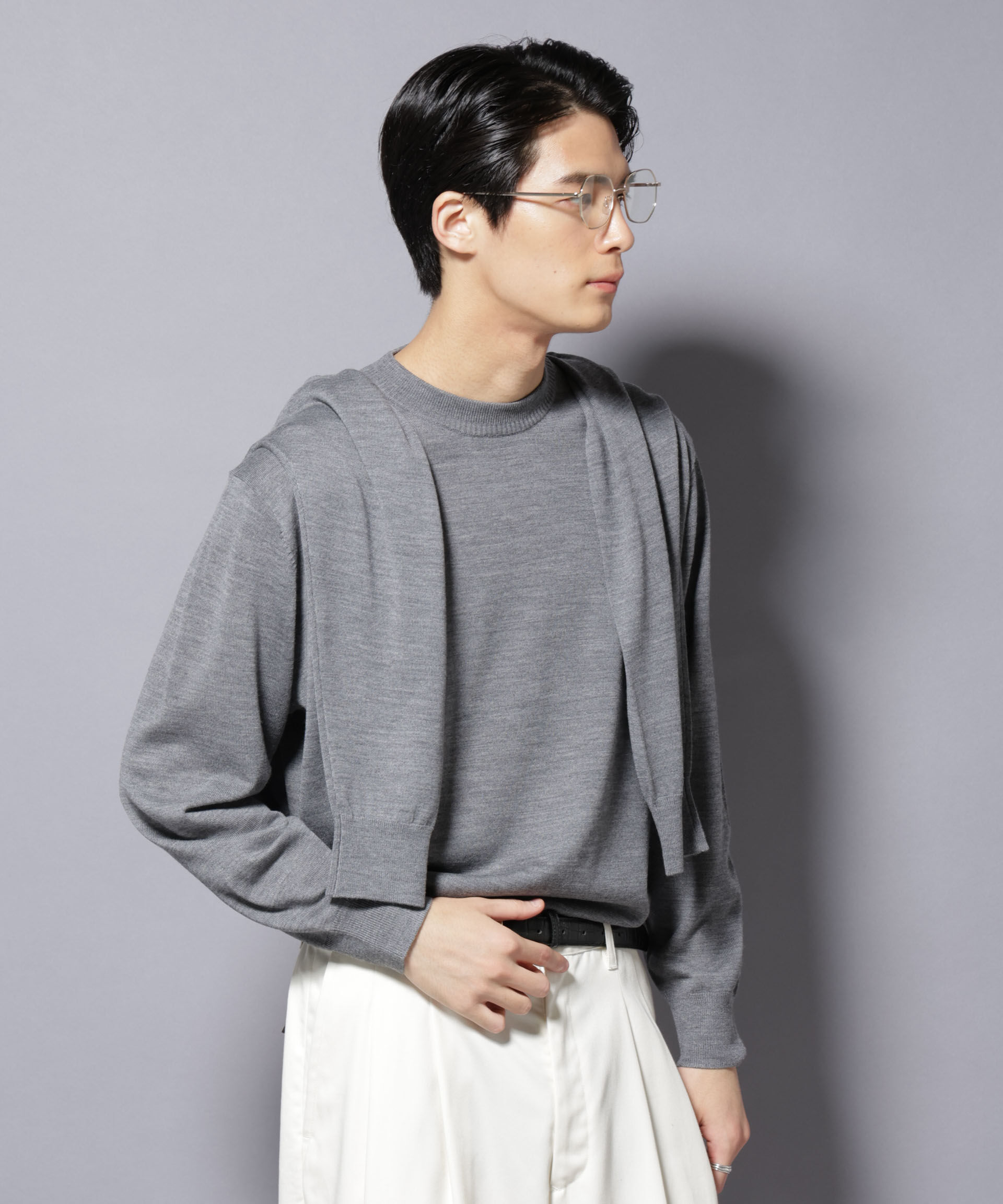 nano･universe「「毛玉レスニット」ファインゲージクルーネック」|ニット・セーター|