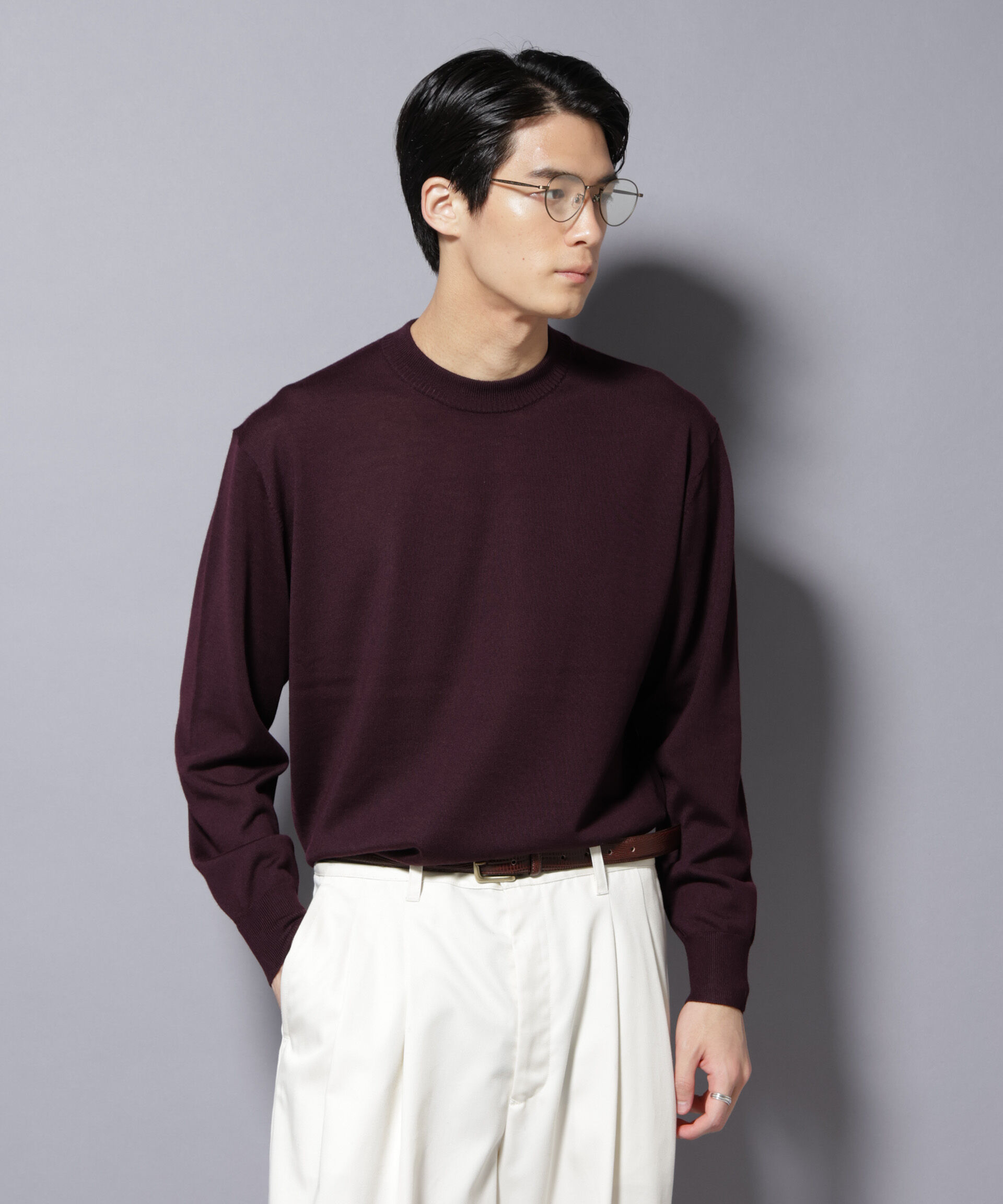 nano･universe「「毛玉レスニット」ファインゲージクルーネック」|ニット・セーター|