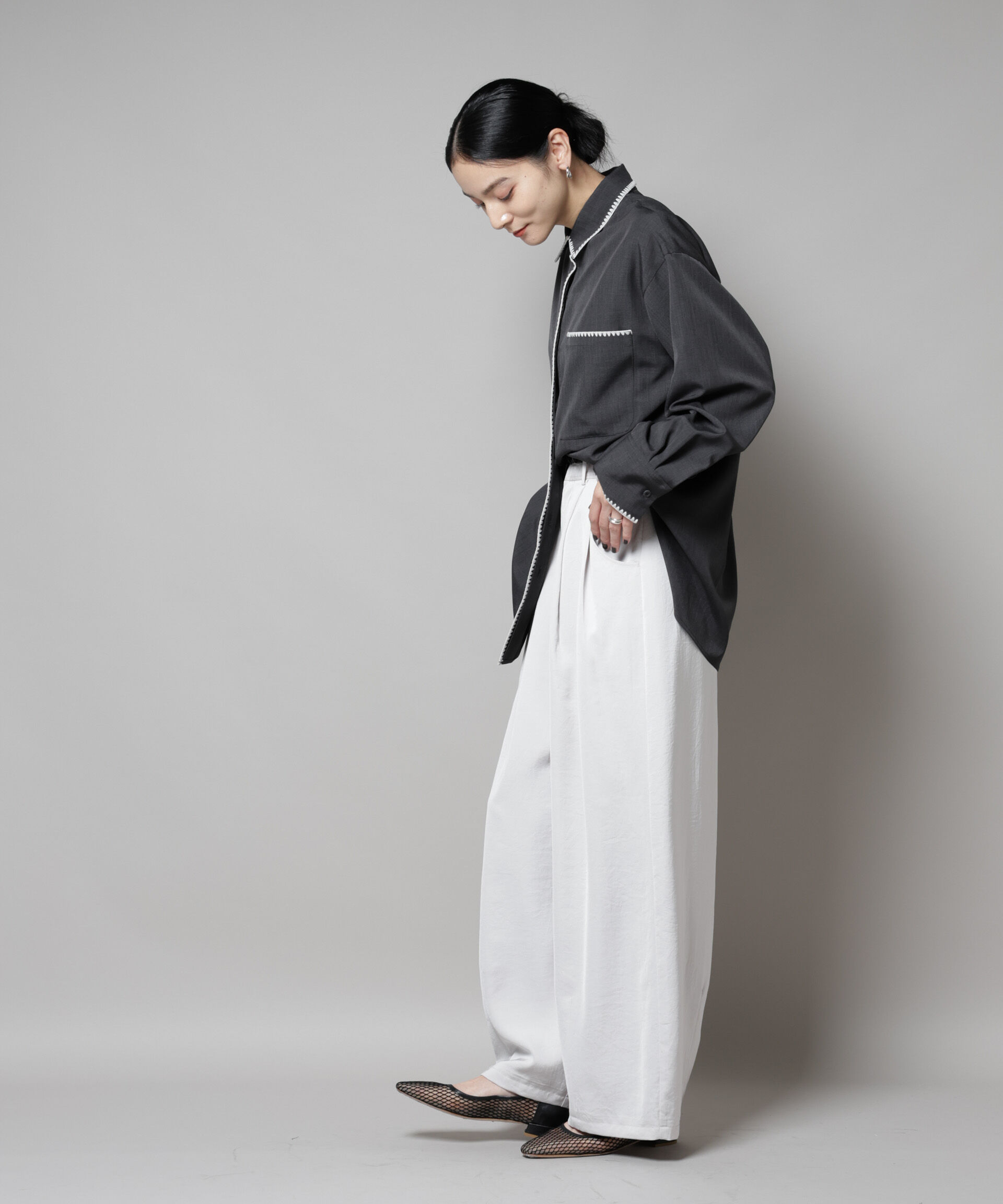 nano･universe「トリミング刺繍ツイルシャツ」|シャツ・ブラウス|