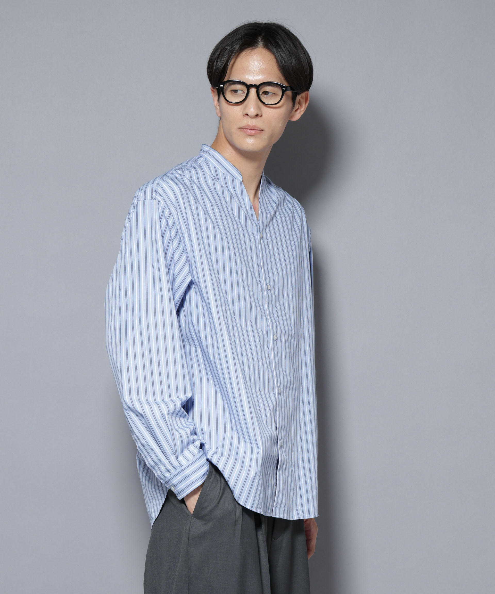 nano･universe「「大人のワイドシャツ」バンドカラー 長袖」|シャツ・ブラウス|パターン1