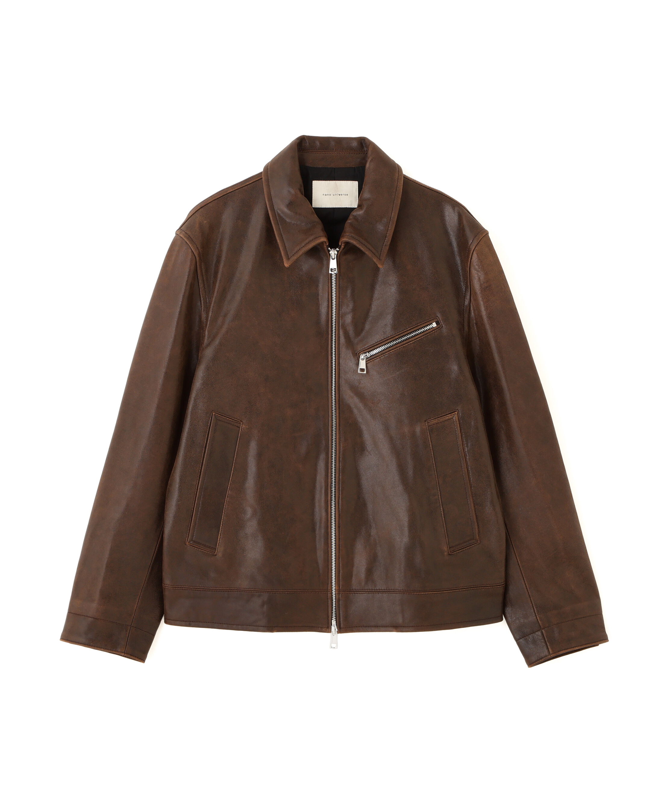 nano･universe「ラムナッパレザーライダースジャケット」|ライダースジャケット|ブラウン