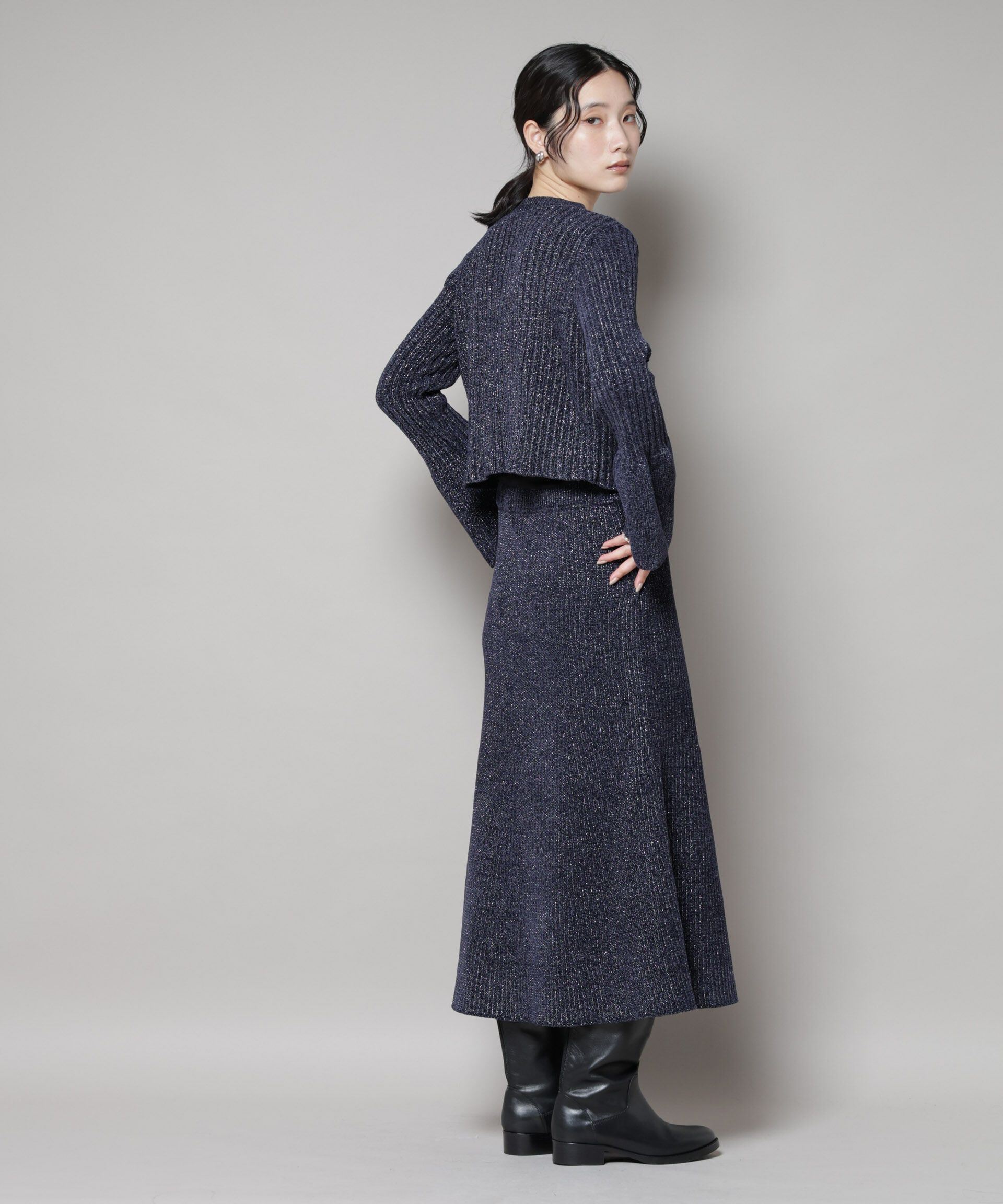 nano･universe「ラメモールワイドリブマーメイドニットスカート(セットアップ可)」|スカート|