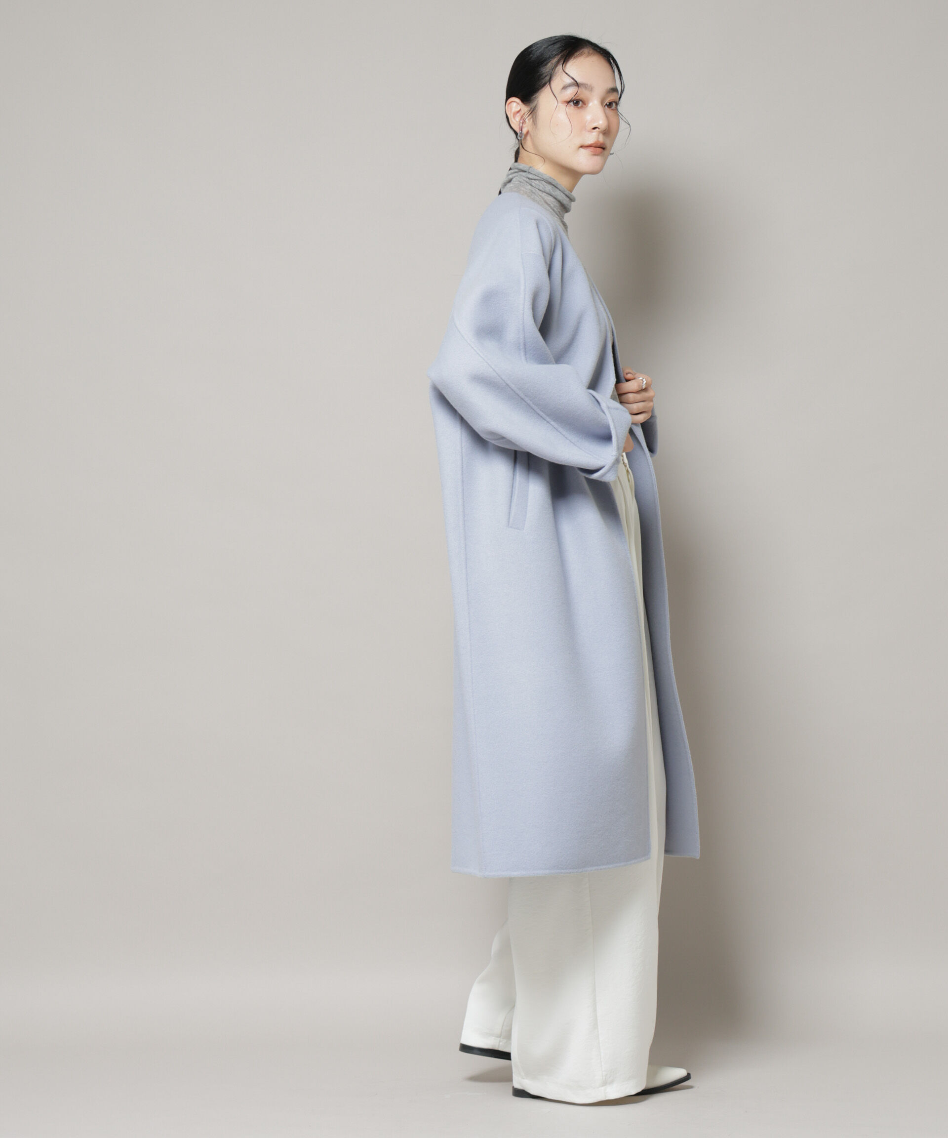 nano･universe「SUPER110blend リバーノーカラーロングコート」|その他|