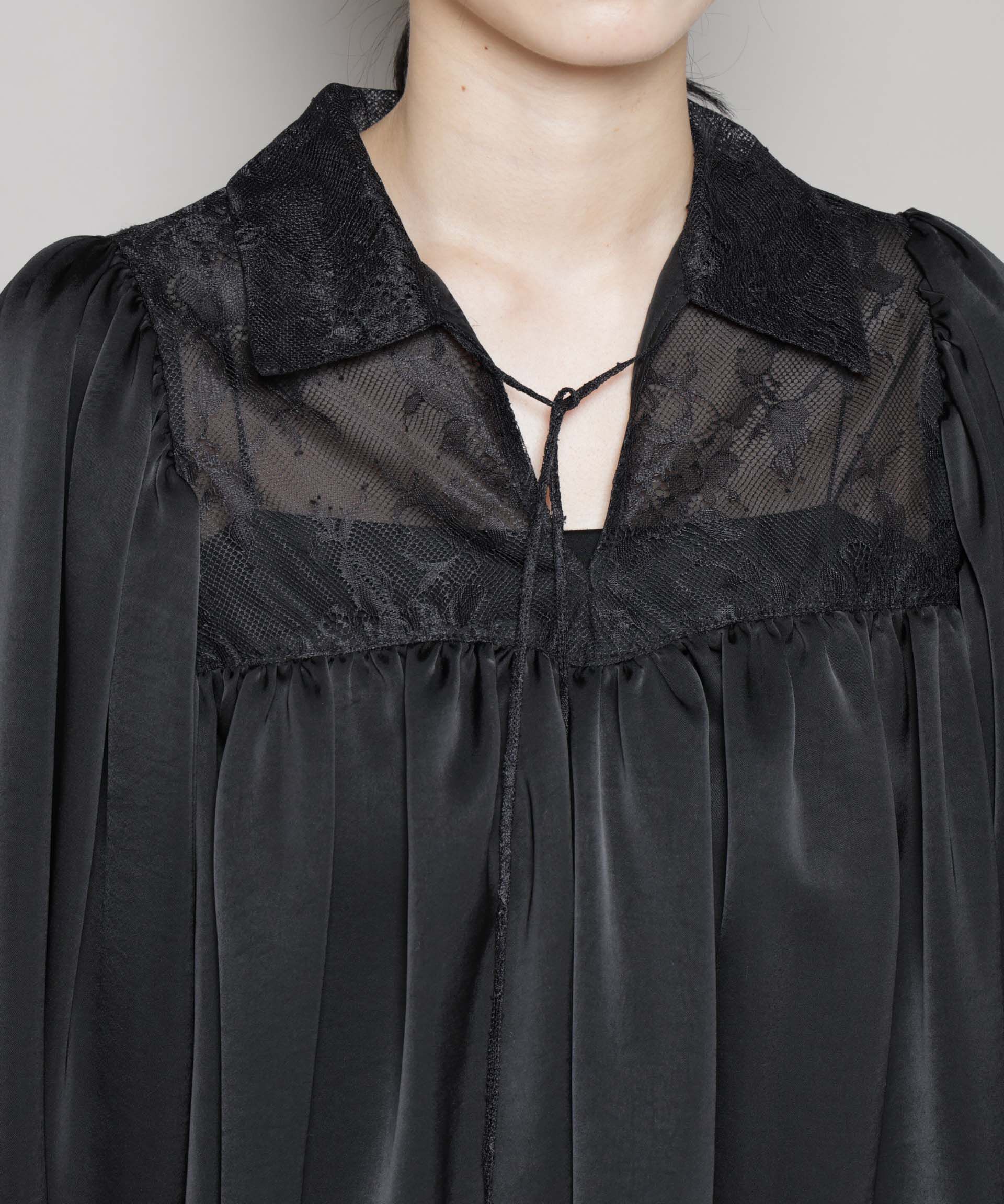 nano･universe「レースコンビギャザーブラウス」|シャツ・ブラウス|