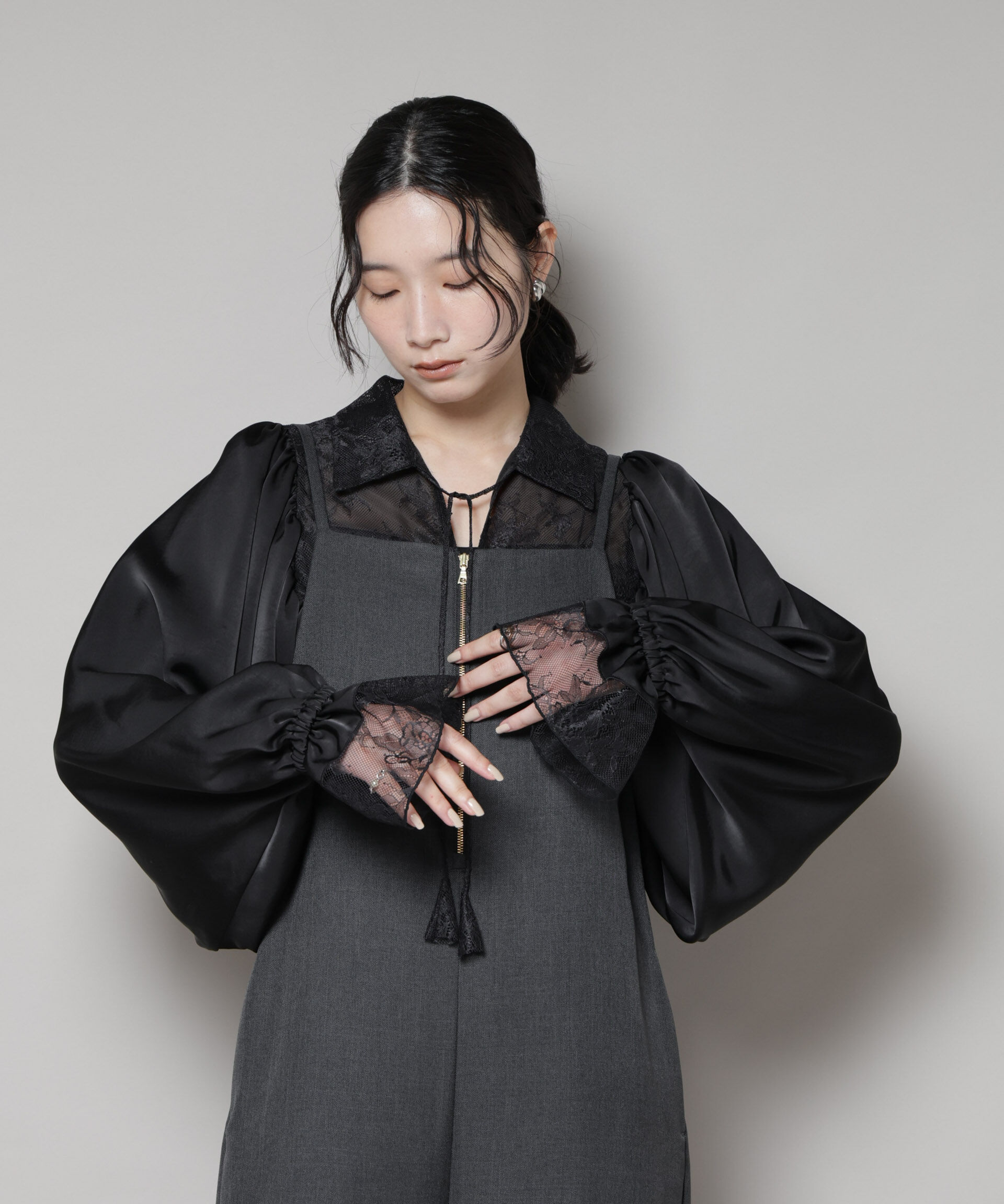 nano･universe「レースコンビギャザーブラウス」|シャツ・ブラウス|