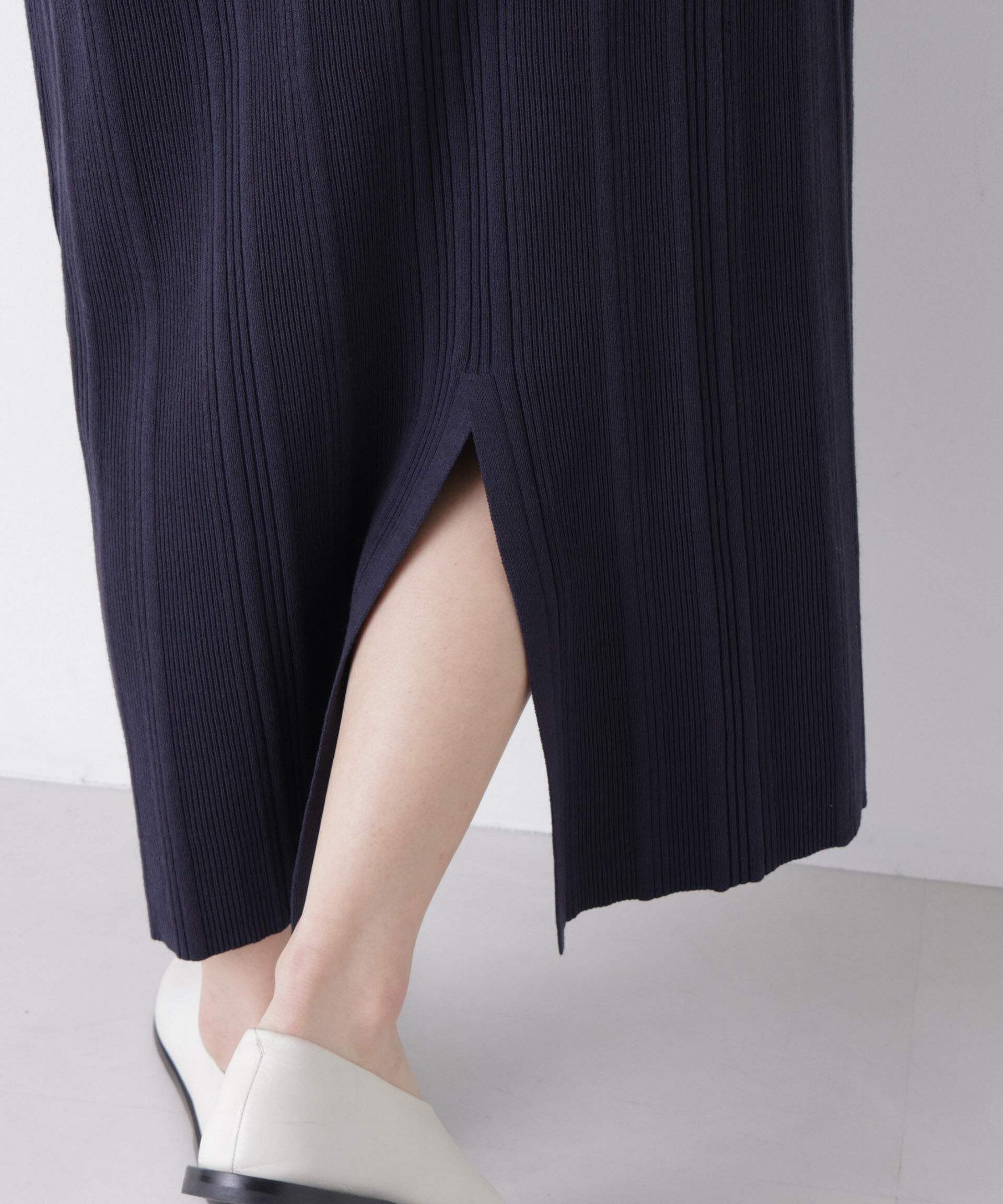 nano･universe「衿付きランダムリブニットワンピース」|ワンピース|