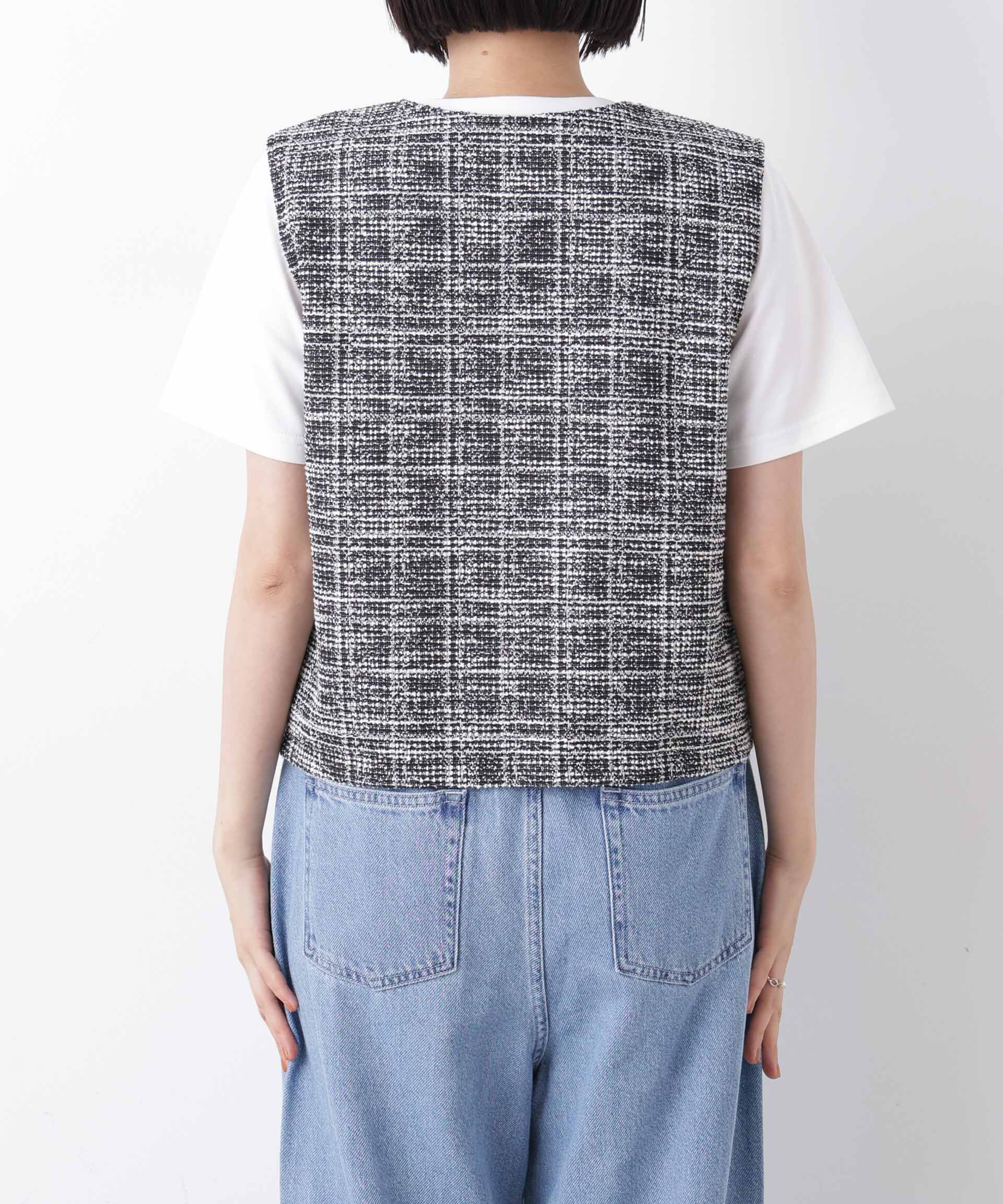 nano･universe「カットツイード金ボタンジレ(セットアップ可)」|テーラードジャケット|