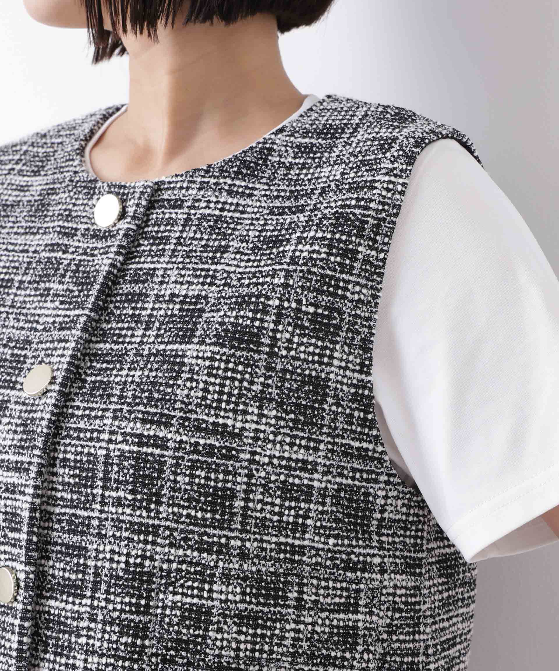 nano･universe「カットツイード金ボタンジレ(セットアップ可)」|テーラードジャケット|