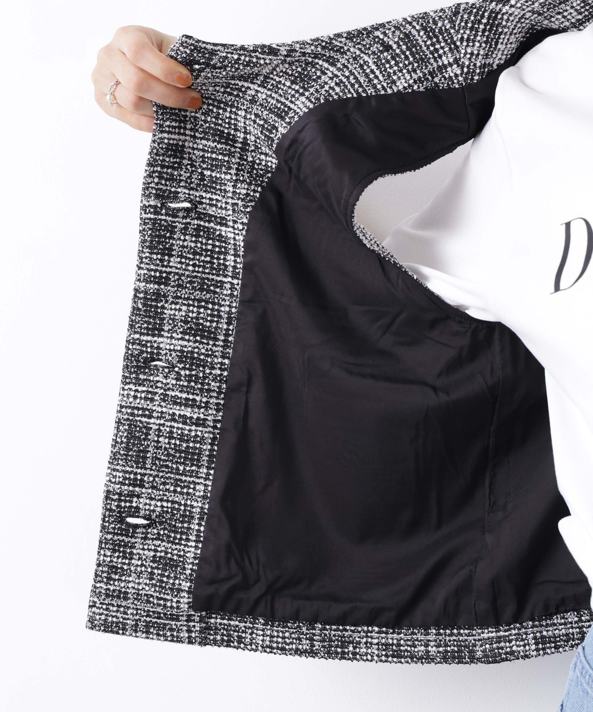 nano･universe「カットツイード金ボタンジレ(セットアップ可)」|テーラードジャケット|