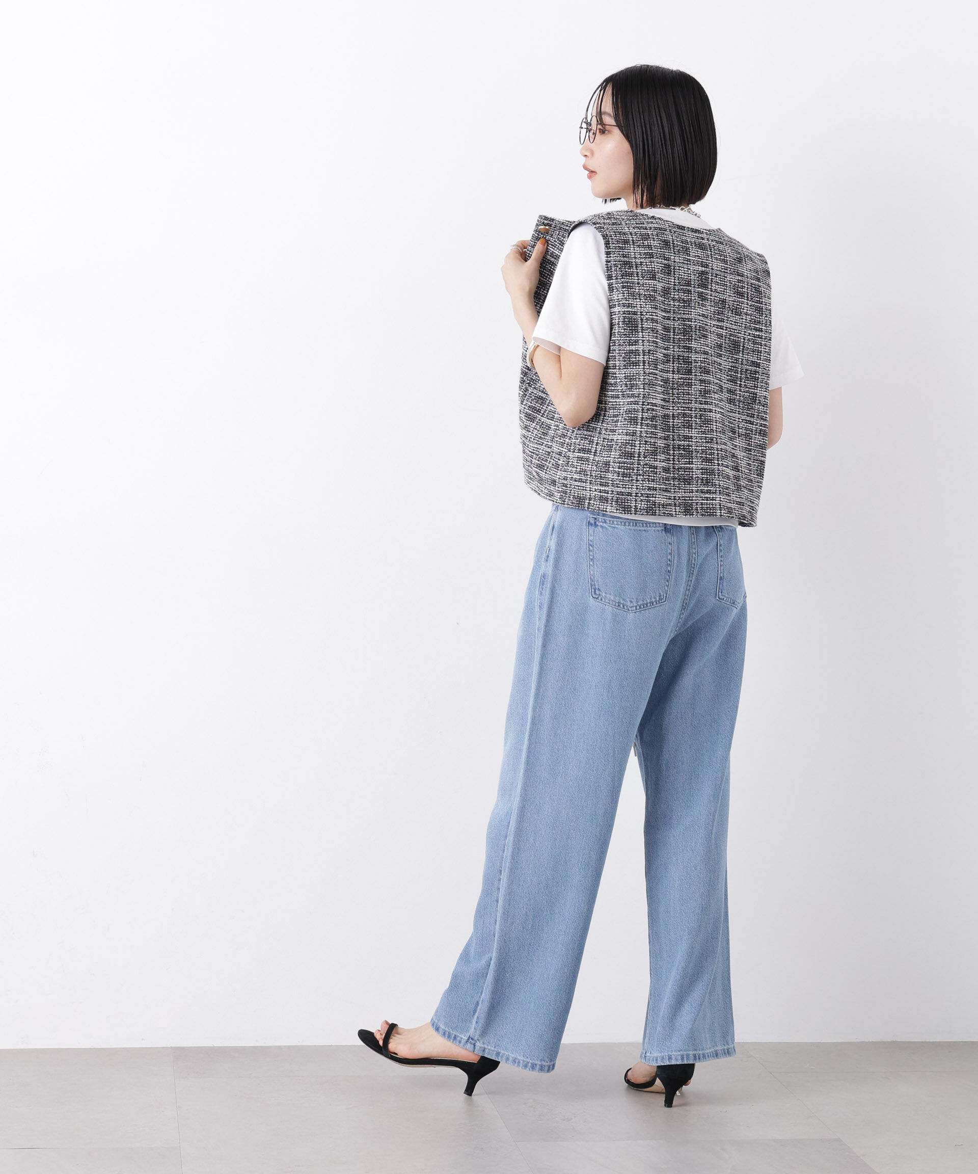 nano･universe「カットツイード金ボタンジレ(セットアップ可)」|テーラードジャケット|