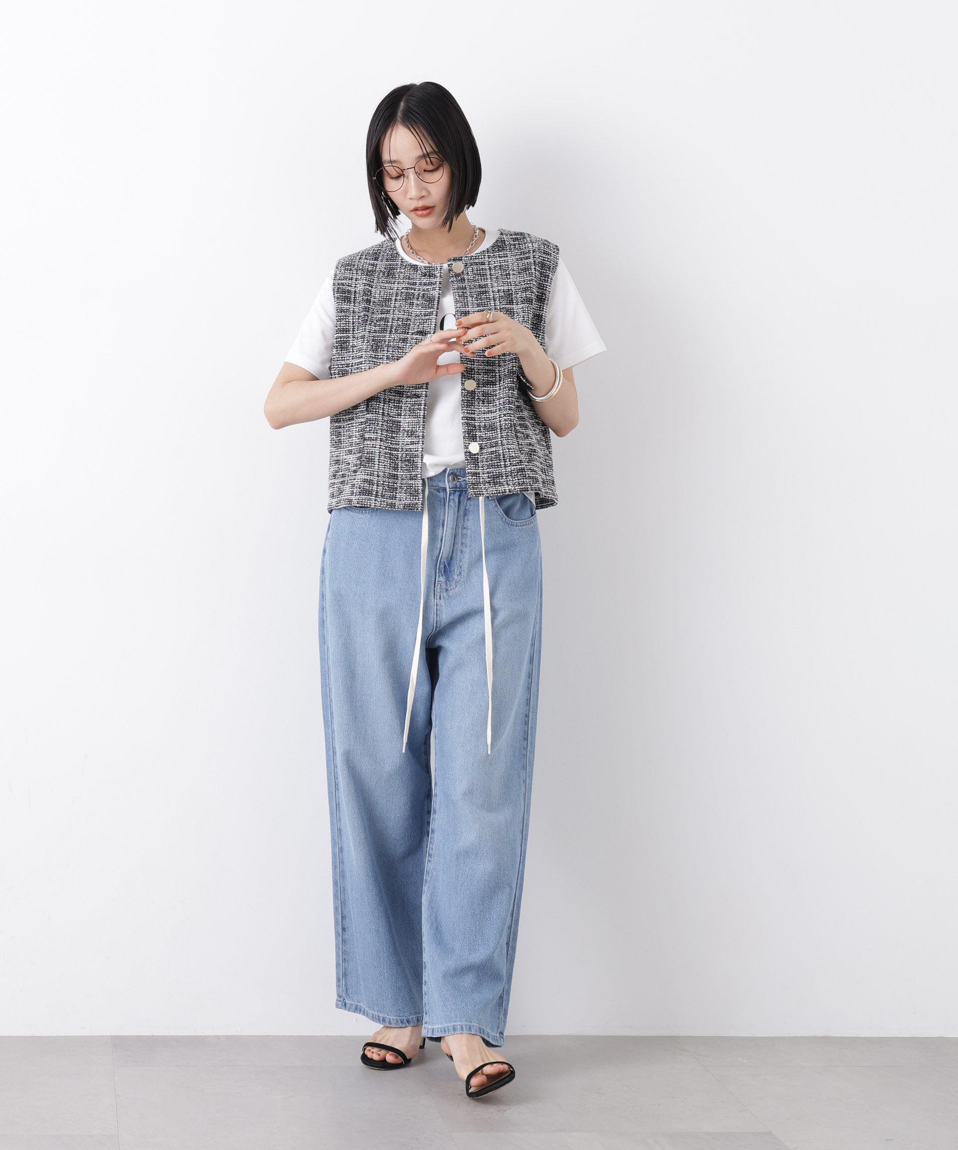 nano･universe「カットツイード金ボタンジレ(セットアップ可)」|テーラードジャケット|