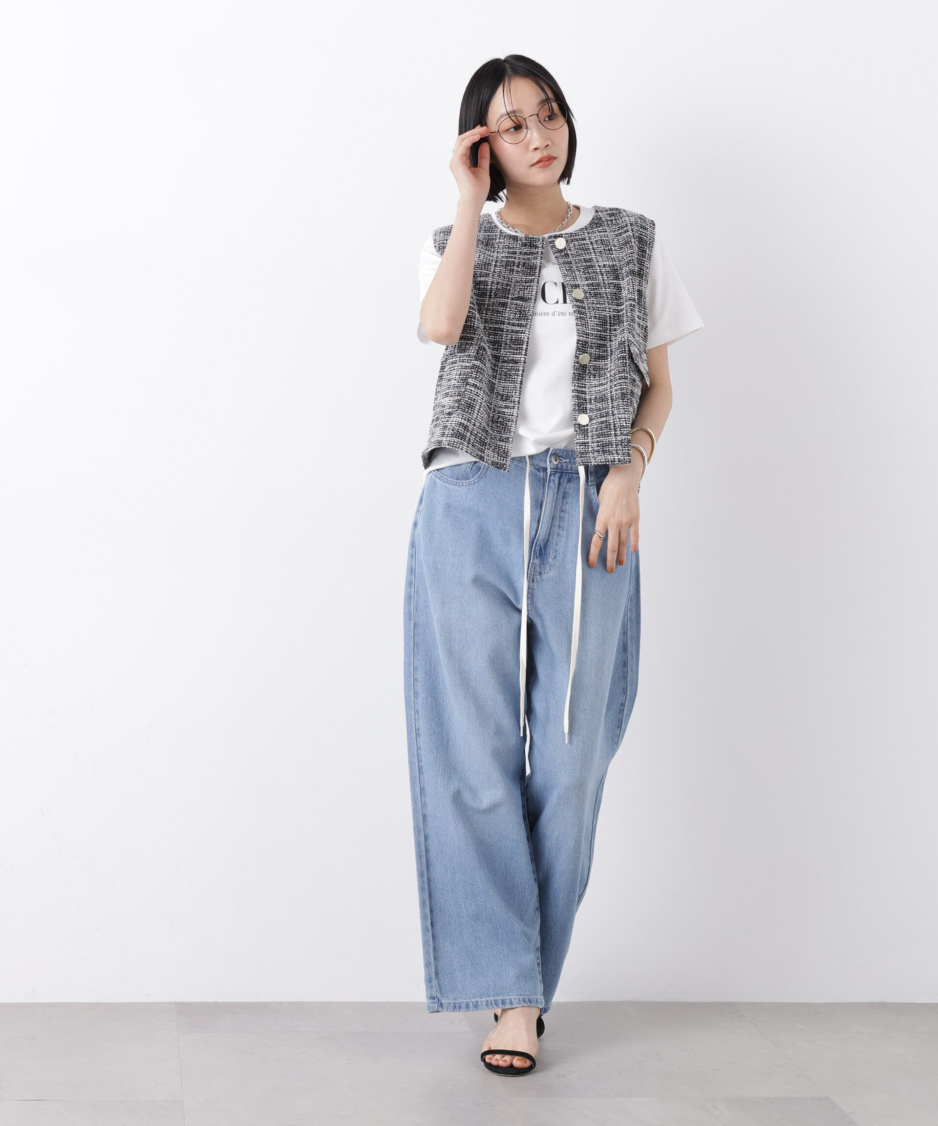 nano･universe「カットツイード金ボタンジレ(セットアップ可)」|テーラードジャケット|