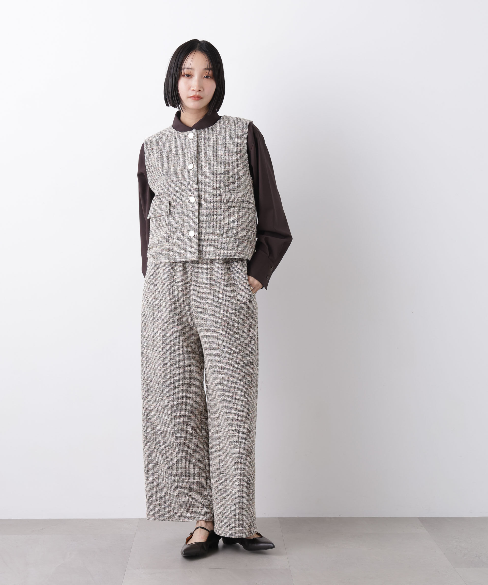 nano･universe「カットツイード金ボタンジレ(セットアップ可)」|テーラードジャケット|