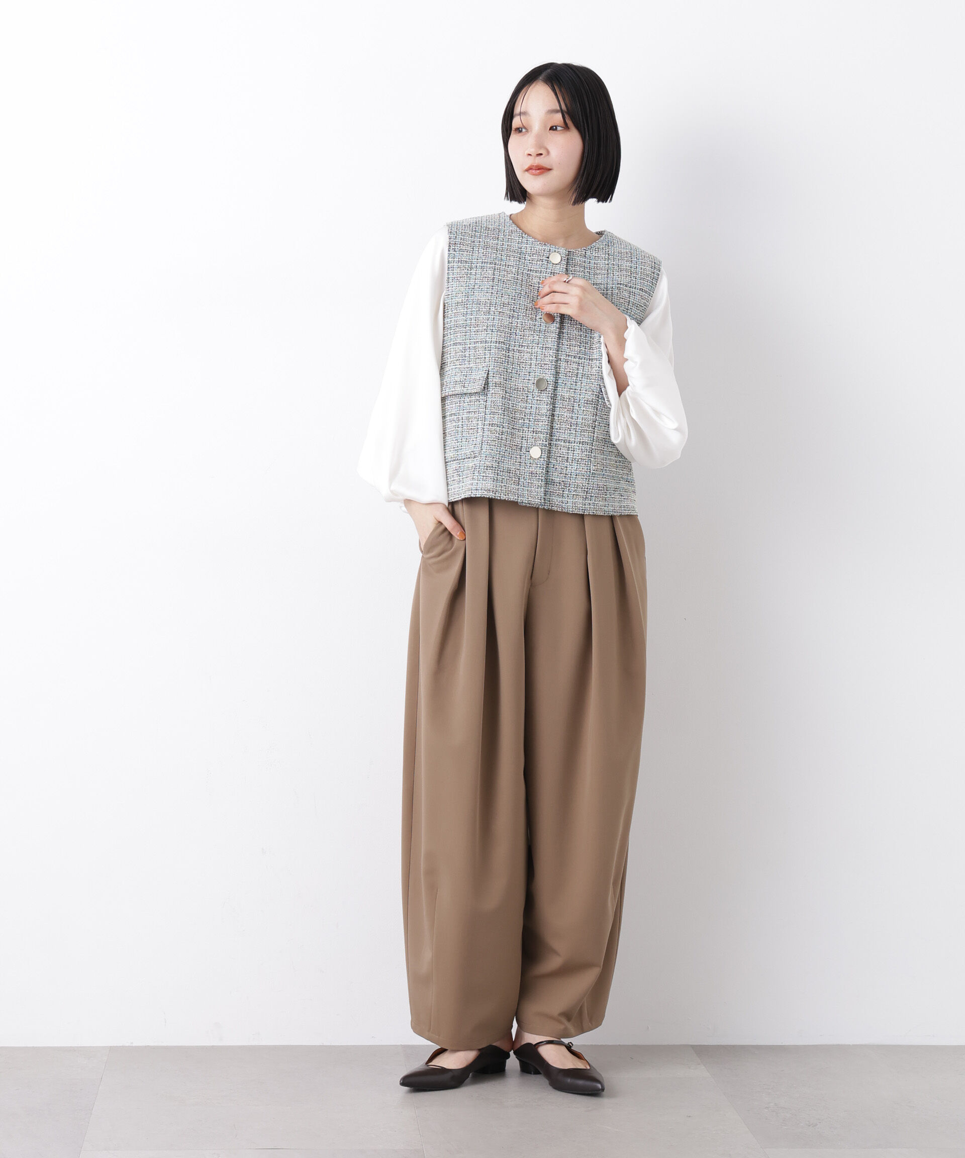 nano･universe「カットツイード金ボタンジレ(セットアップ可)」|テーラードジャケット|