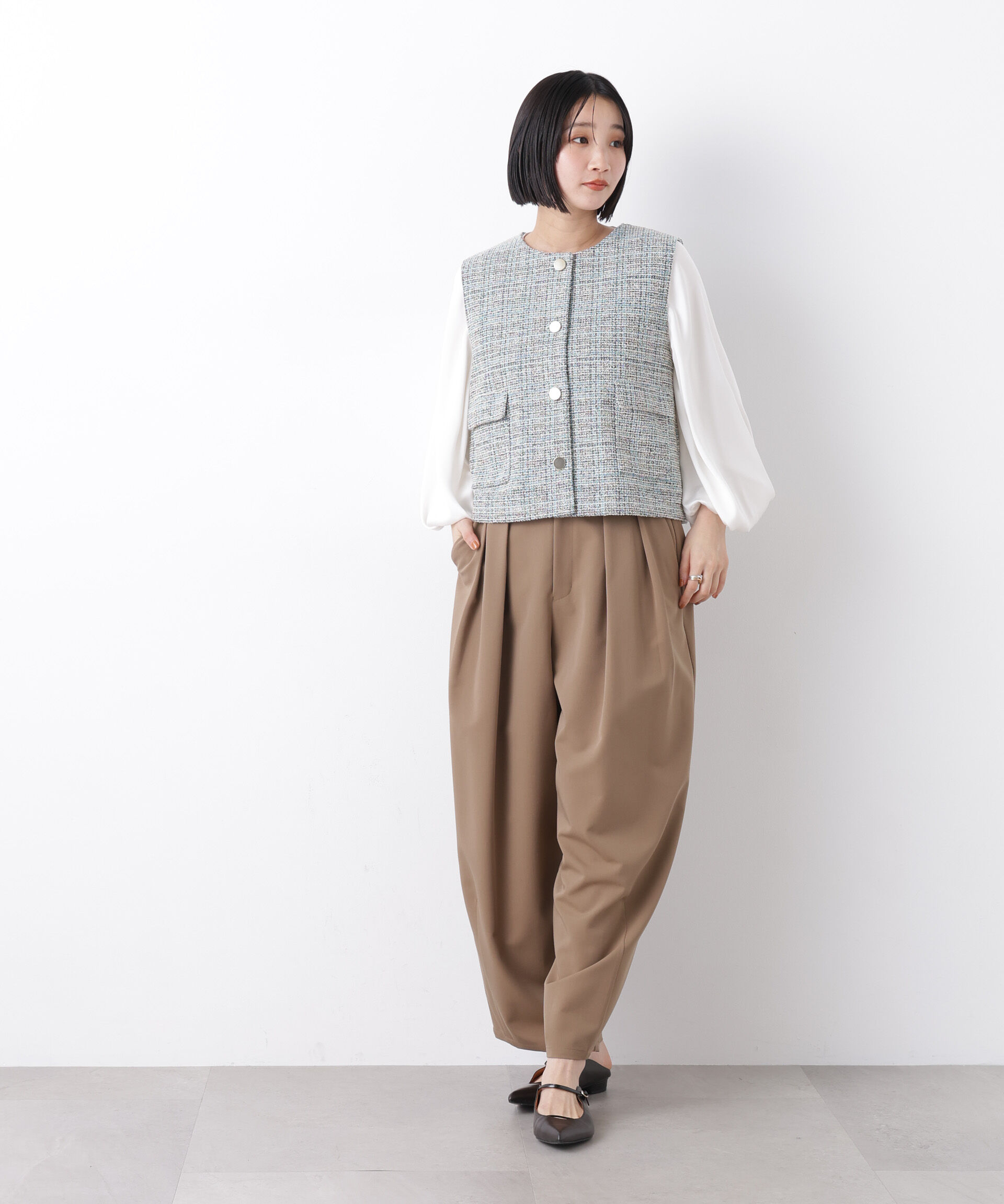 nano･universe「カットツイード金ボタンジレ(セットアップ可)」|テーラードジャケット|