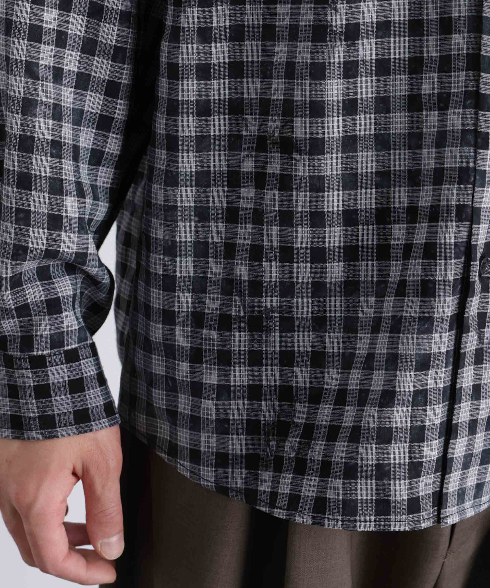 nano･universe「ケミカルフィニッシュチェック オーバーシャツ」|シャツ・ブラウス|