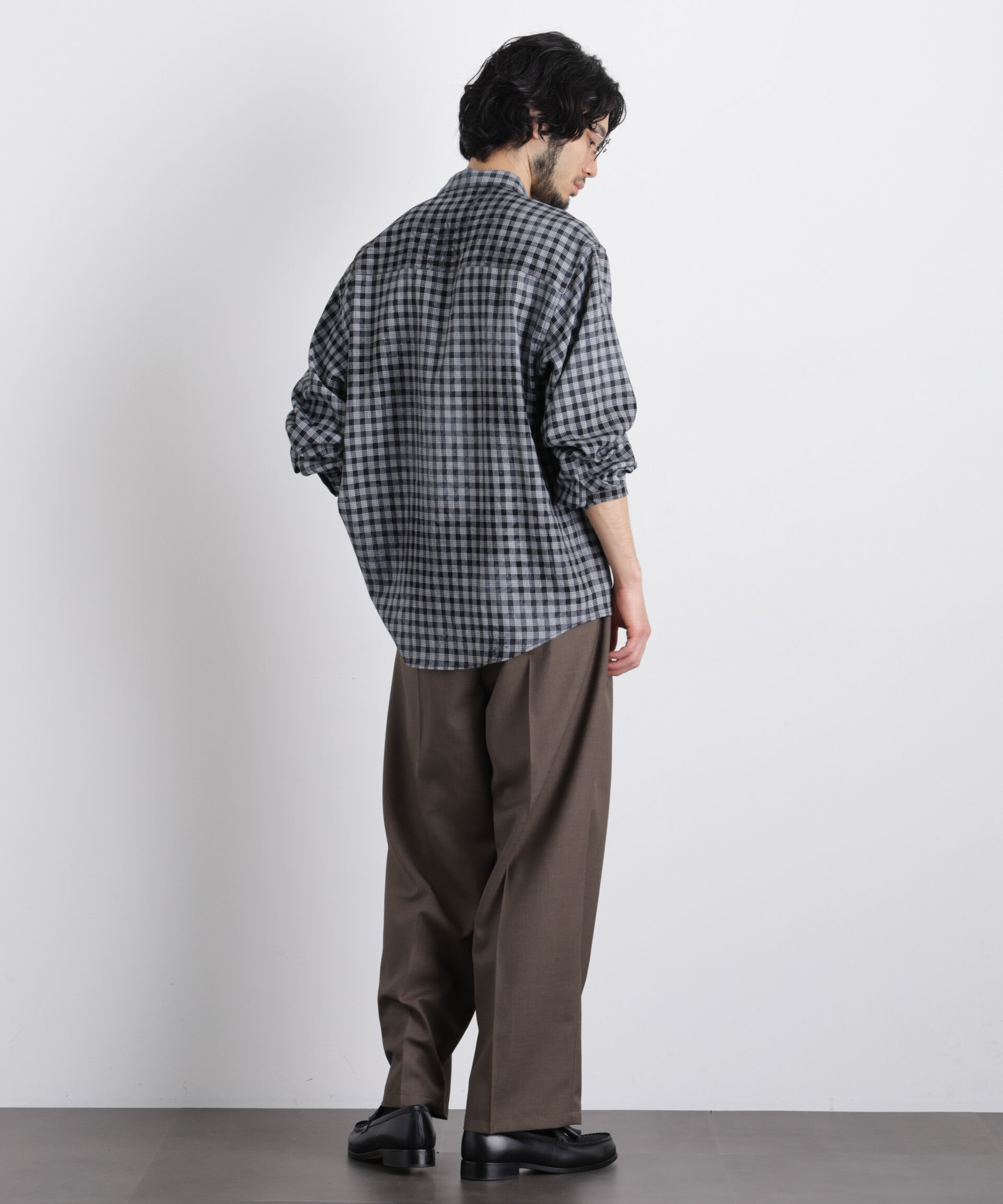 nano･universe「ケミカルフィニッシュチェック オーバーシャツ」|シャツ・ブラウス|