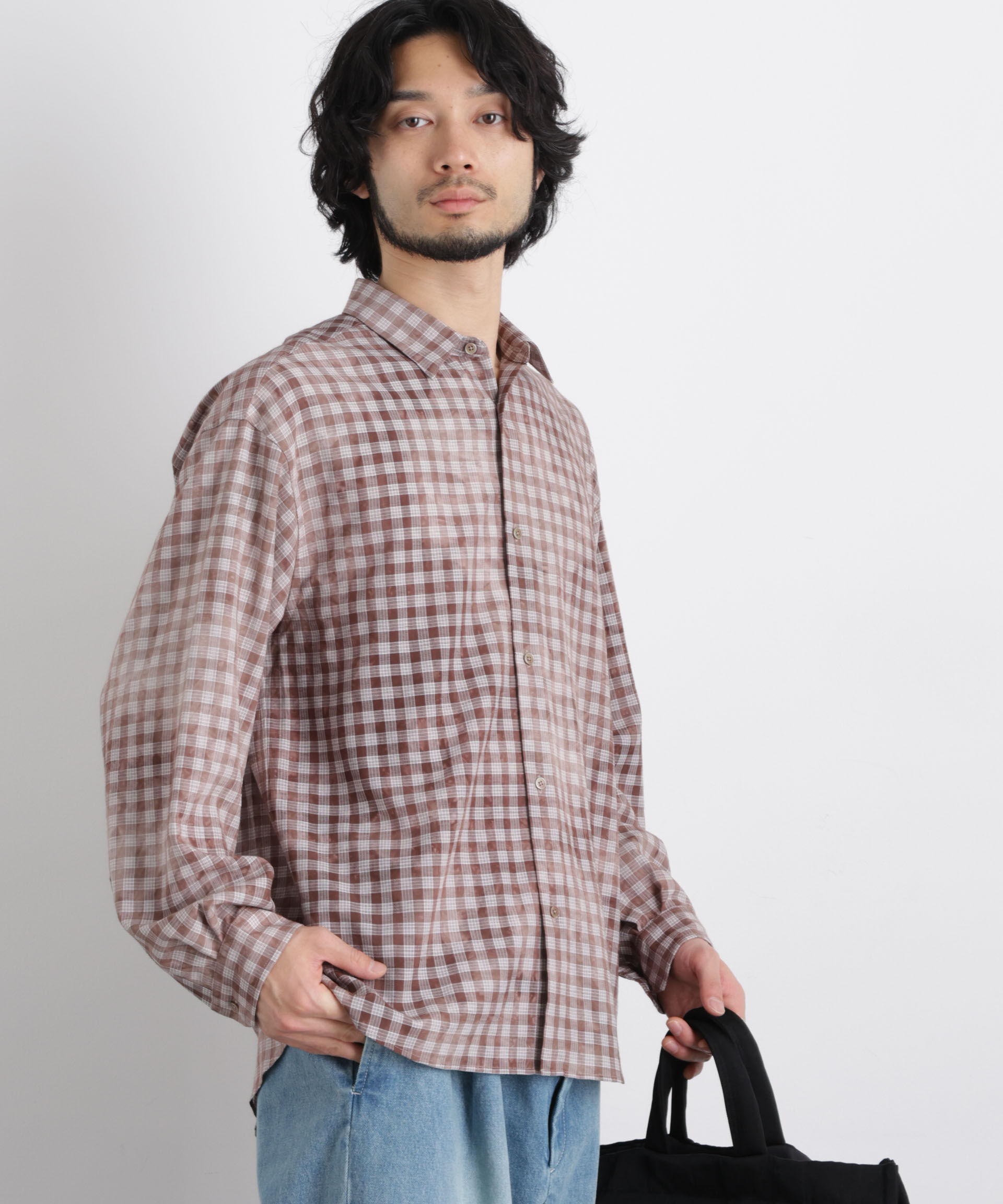 nano･universe「ケミカルフィニッシュチェック オーバーシャツ」|シャツ・ブラウス|