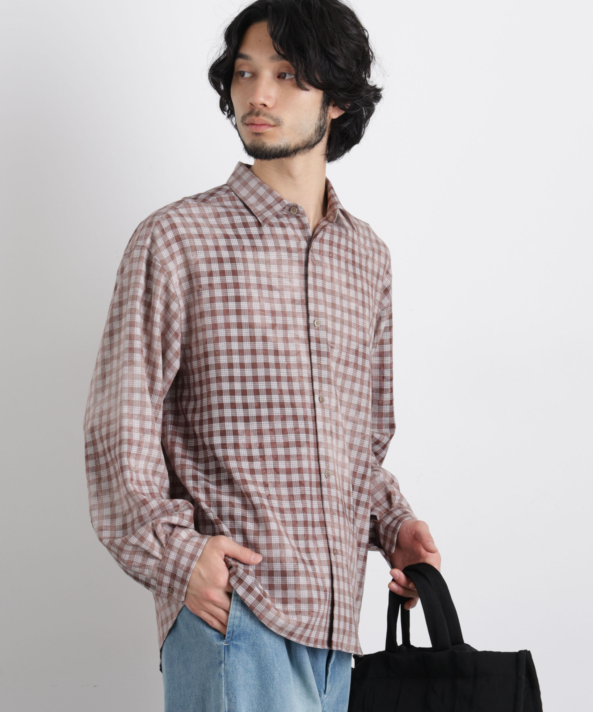 nano･universe「ケミカルフィニッシュチェック オーバーシャツ」|シャツ・ブラウス|