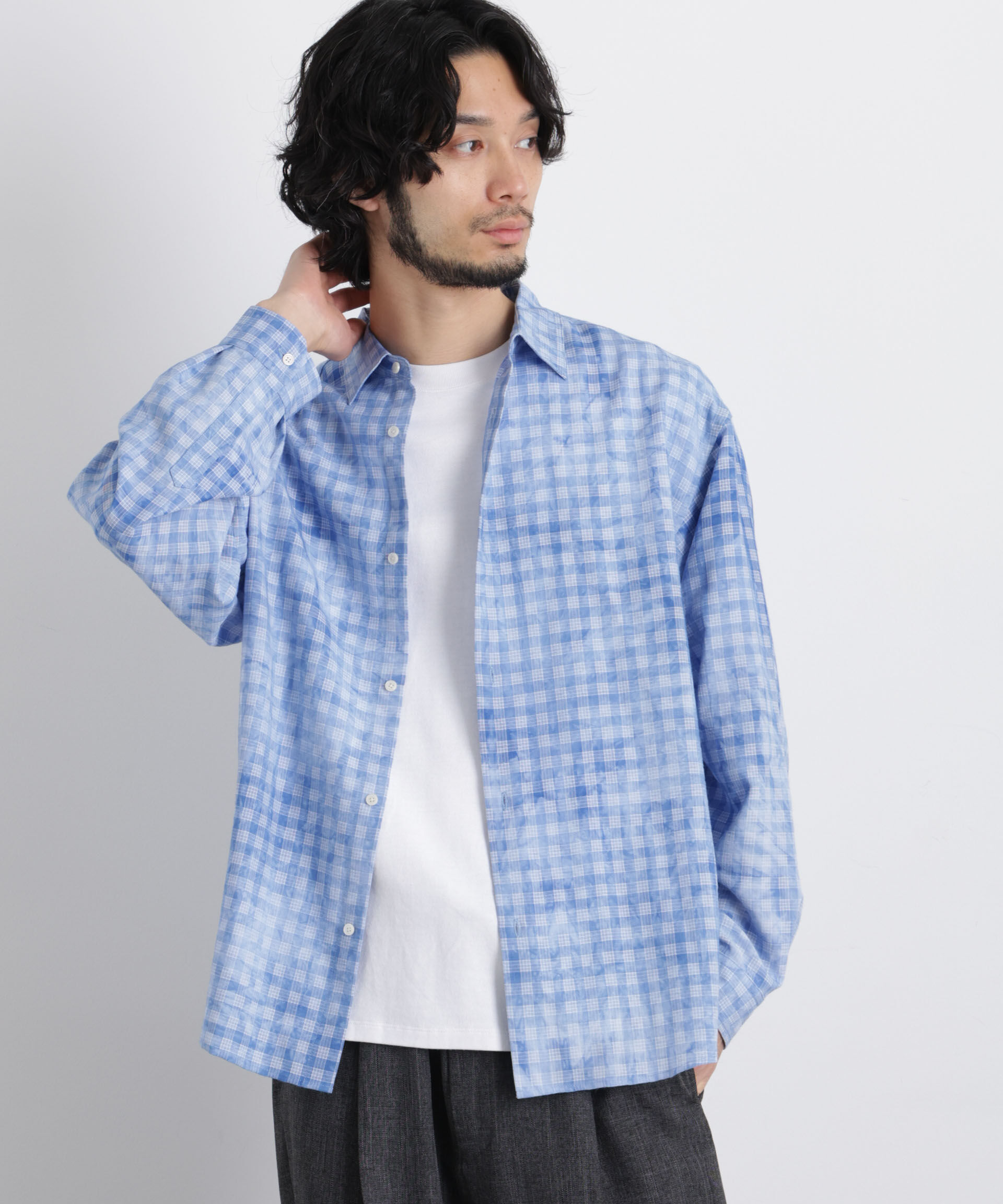 nano･universe「ケミカルフィニッシュチェック オーバーシャツ」|シャツ・ブラウス|