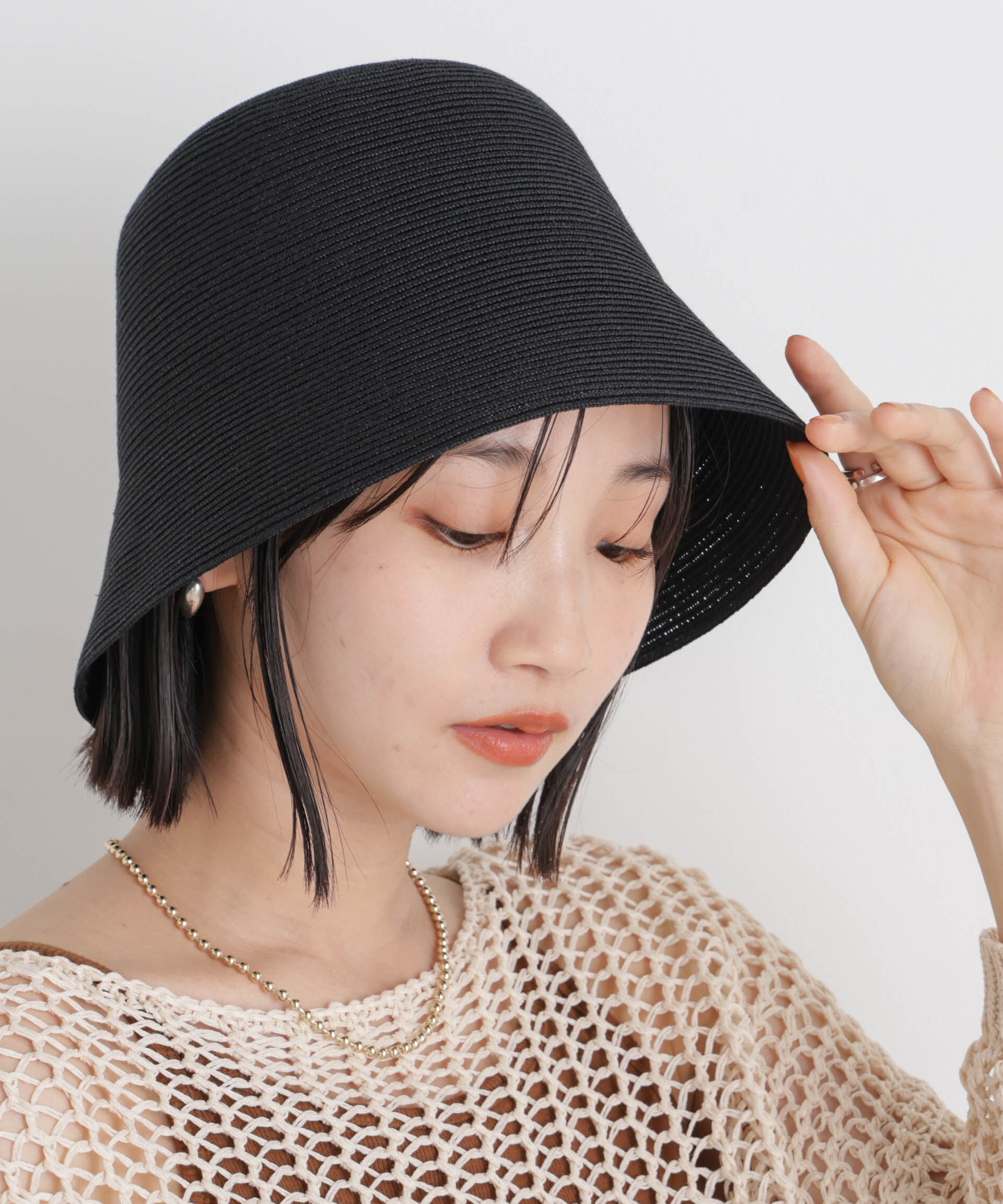 nano･universe「洗濯機洗い可ウォッシャブルブレードハット」|キャップ・キャスケット|ブラック